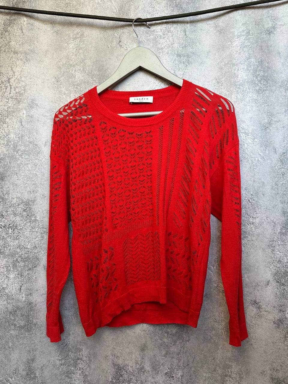 Sandro Sandro Paris Knit Long Sleeve Top Red Long Sleeve Size S / US 4 / IT 40 - 2 Thumbnail