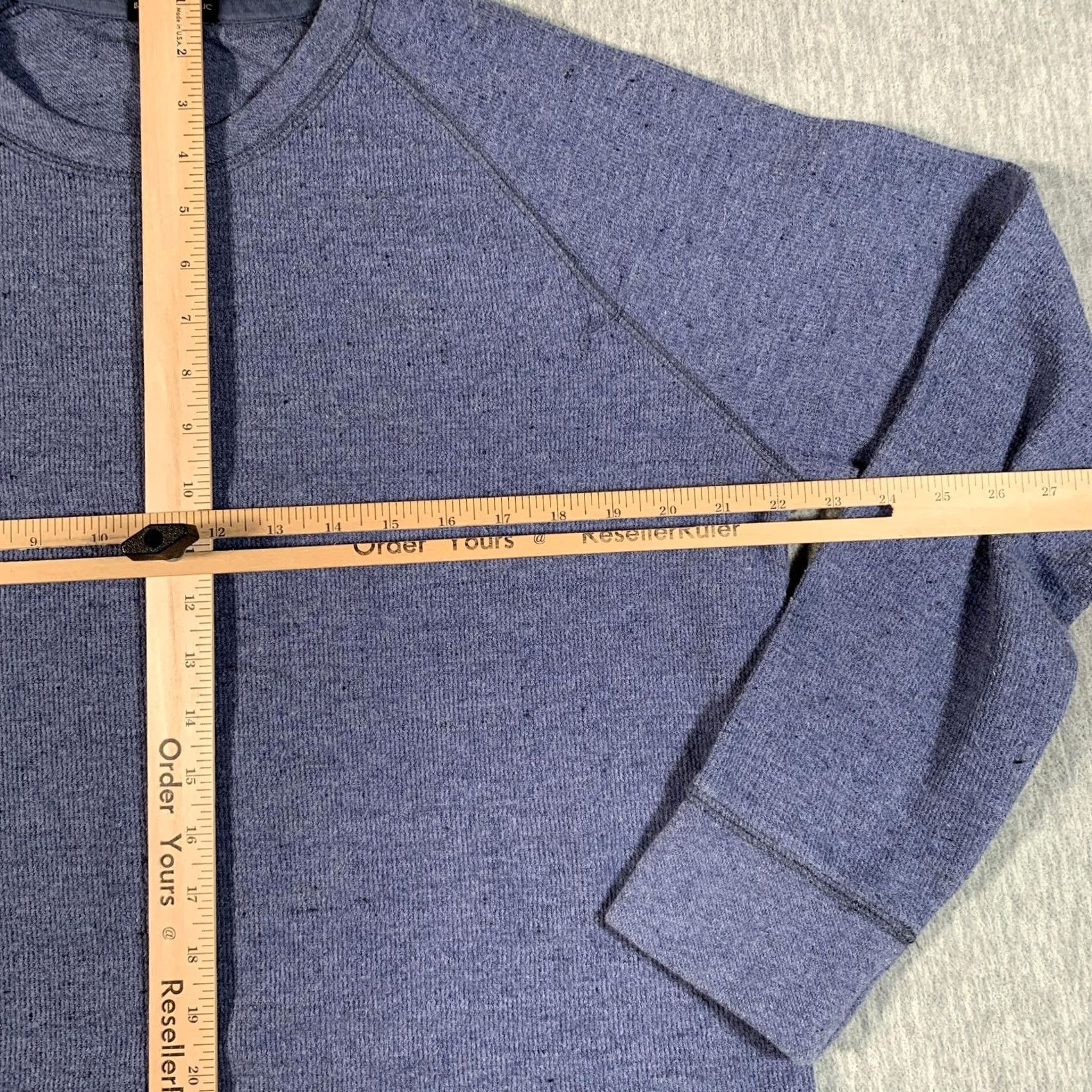 Banana Republic Banana Republic Sweatshirt Men L Blue Heather Raglan Crew Neck Thermal Knit Pullover Regular Cotton Polyester Raglan Sleeves Size US L / EU 52-54 / 3 - 6 Thumbnail