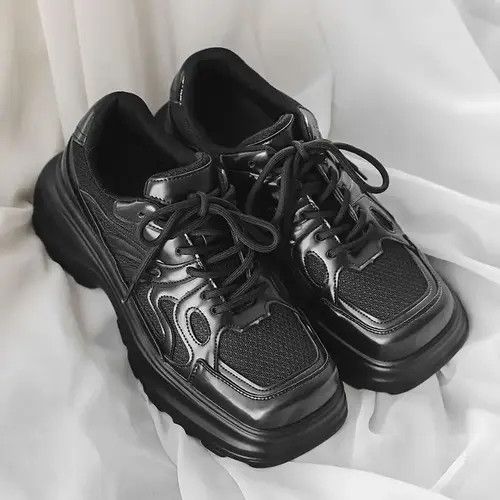 Japanese Brand Streetwear Platform Casual Black PU Leather boots sneakers Size US 10 / EU 43 - 3 Thumbnail