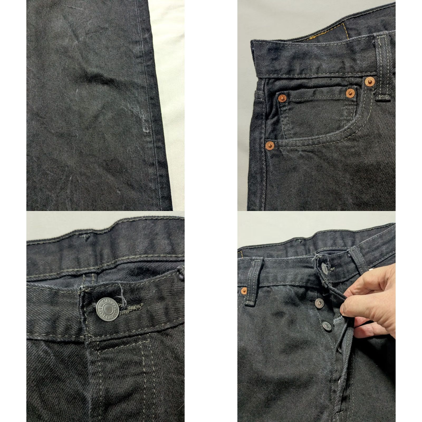 Levi's LEVIS 501 Original Fit - Men 34X32 Black Button-Fly Denim Jeans Shirt? Size US 34 / EU 50 - 9 Thumbnail