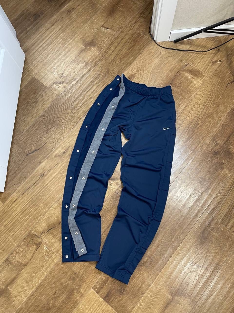 Pre-owned Nike X Vintage Nike Y2k Style Blue Drill Side Buttons Sweatpants