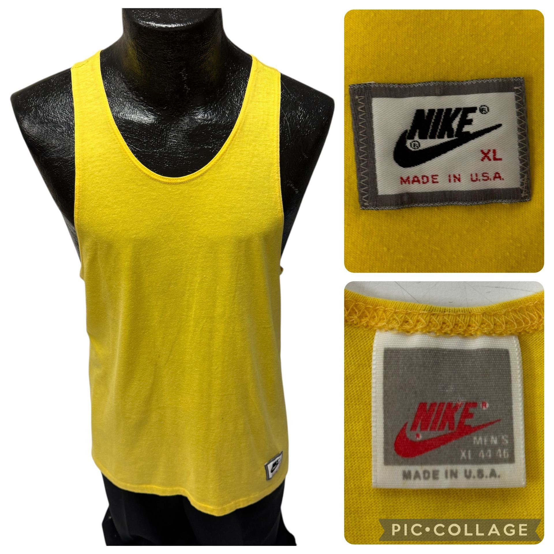 Nike 80's Nike Red Tag Athletic LOGO YELLOW 50/50 Muscle Tank Top Size US XL / EU 56 / 4 - 1 Thumbnail
