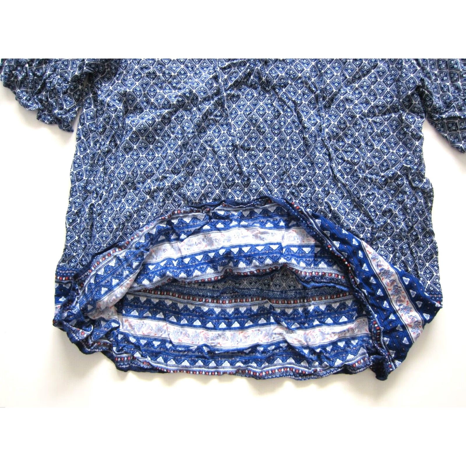 Old Navy Old Navy Blouse Short Sleeve Tunic 100% Rayon Floral Blue Large Womens Size L / US 10 / IT 46 - 5 Thumbnail