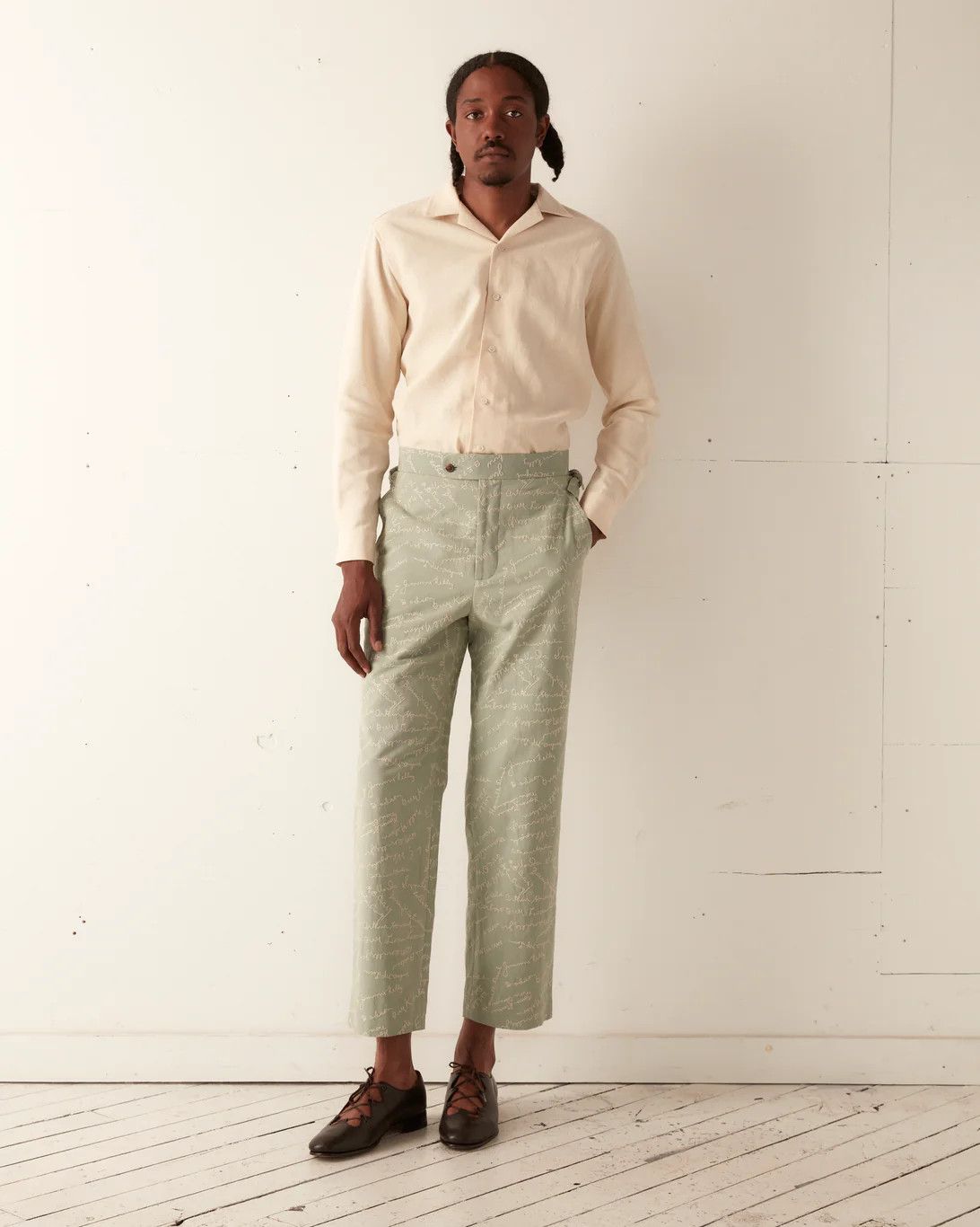 Bode 💚 FW22 Bode Green Embroidered Powder Signature Trousers NEW Size US 34 / EU 50 - 2 Thumbnail