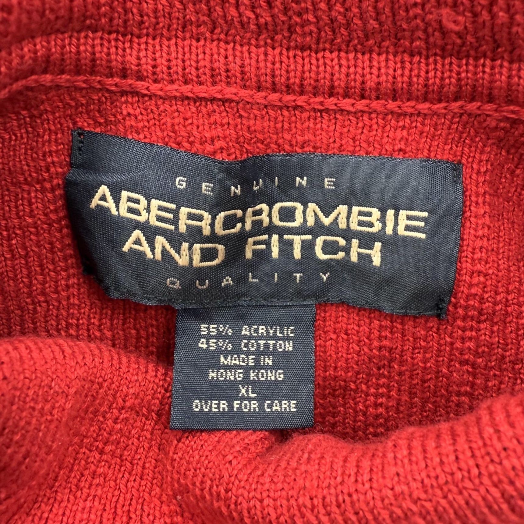 Abercrombie & Fitch VINTAGE Abercrombie & Fitch Sweater Mens XL Red Mock Neck Ribbed Stripe Long Sleeve Y2K Size US XL / EU 56 / 4 - 3 Thumbnail