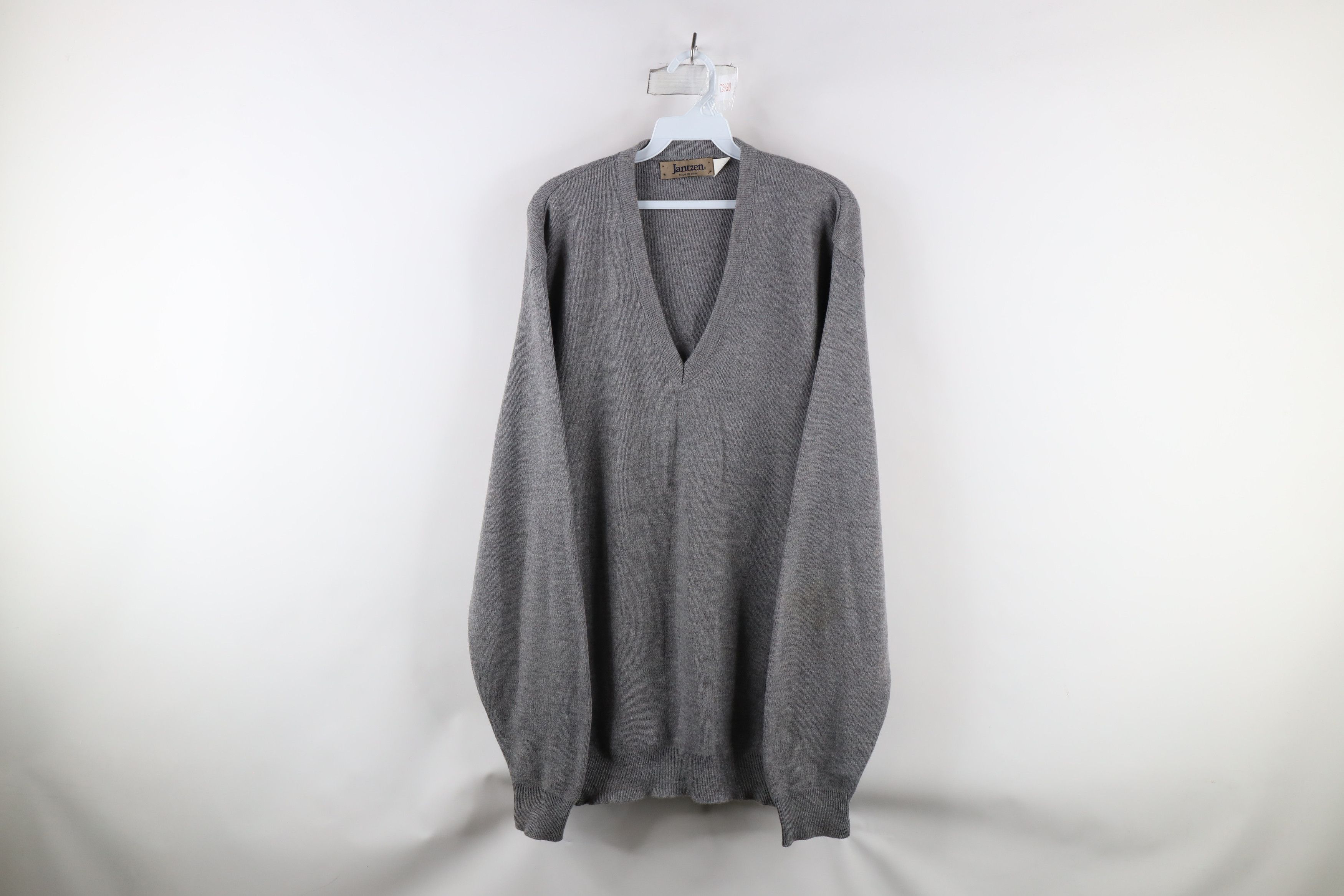 Vintage Vintage 90s Streetwear Knit V-Neck Sweater Heather Gray USA Size US XL / EU 56 / 4 - 1 Thumbnail
