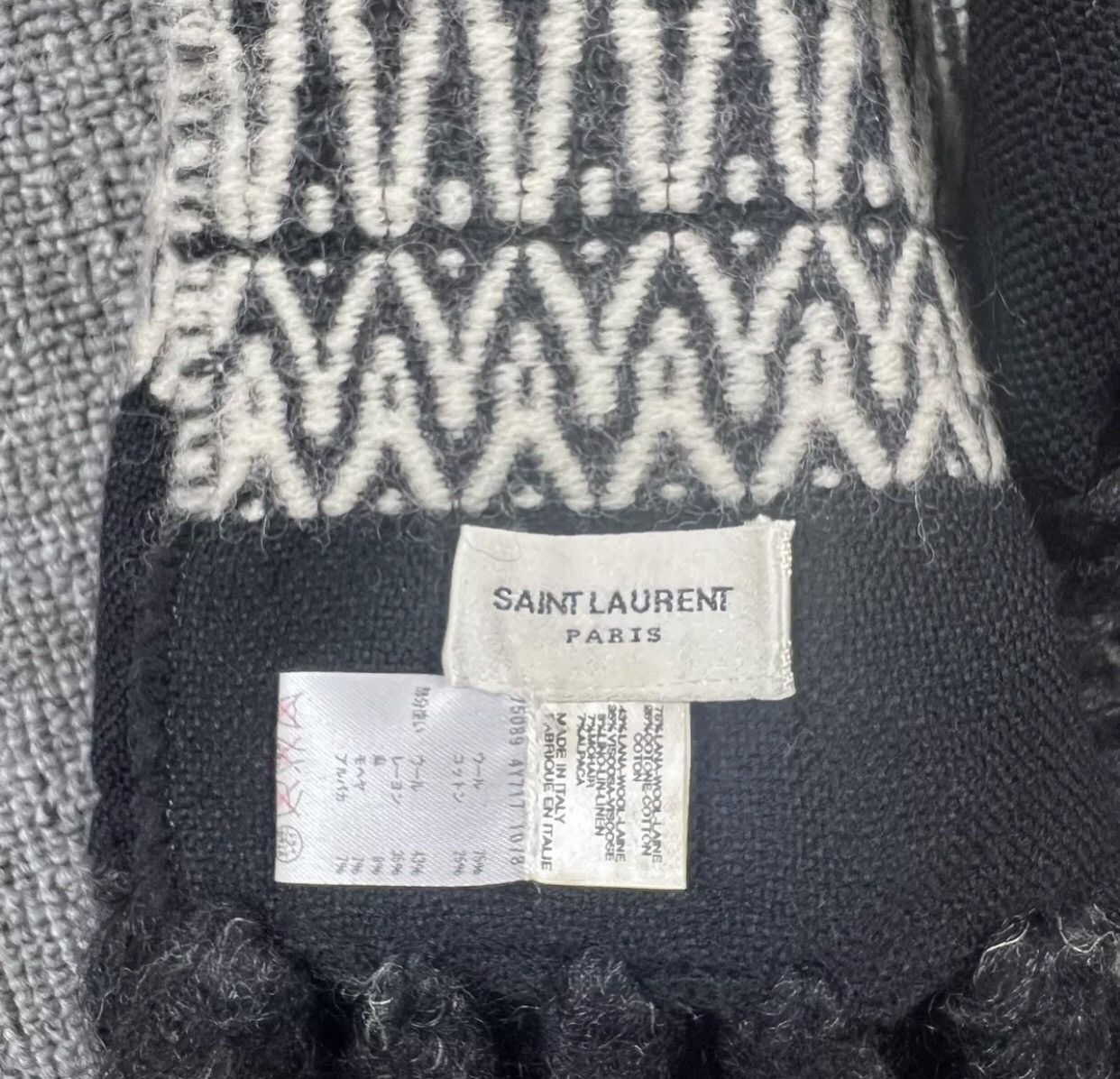 Saint Laurent Paris × Yves Saint Laurent Saint Laurent slp15ss Fer Island Totem Fringe Scarf Size ONE SIZE - 4 Thumbnail