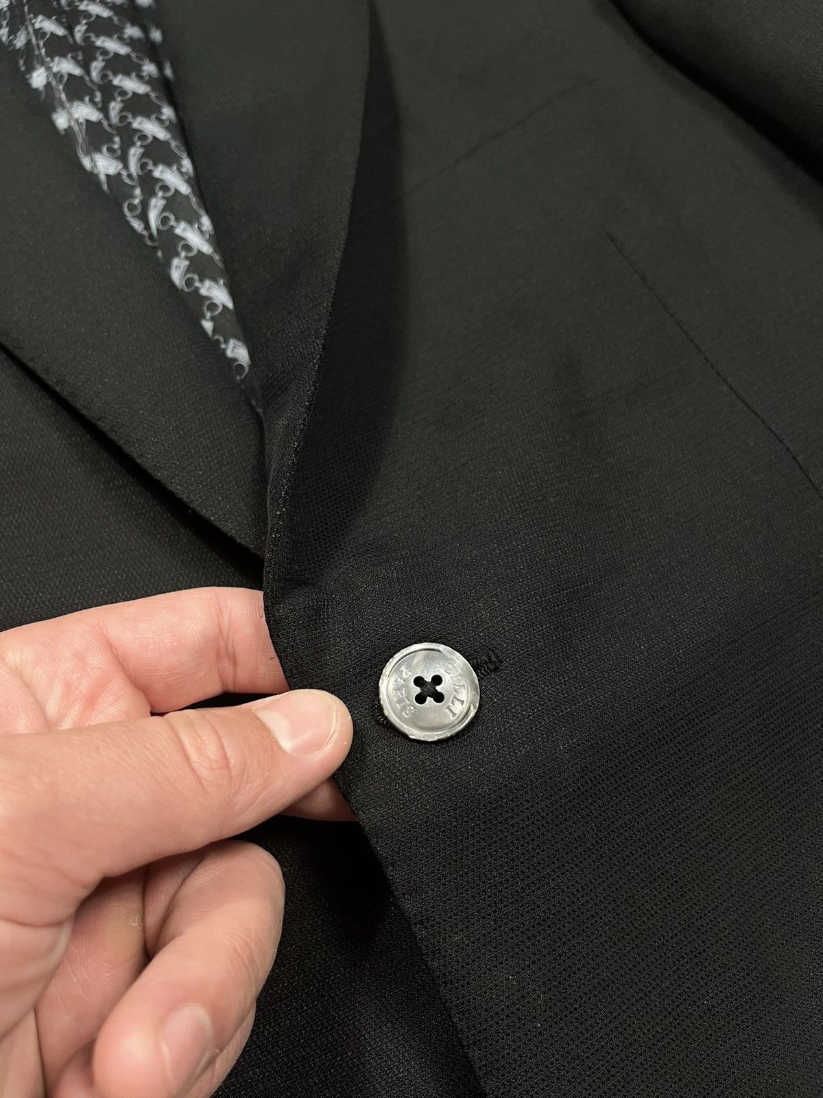 Zilli Zilli Paris R48 Black Wool Silk Blazer with Logo Lining Size 38R - 6 Thumbnail