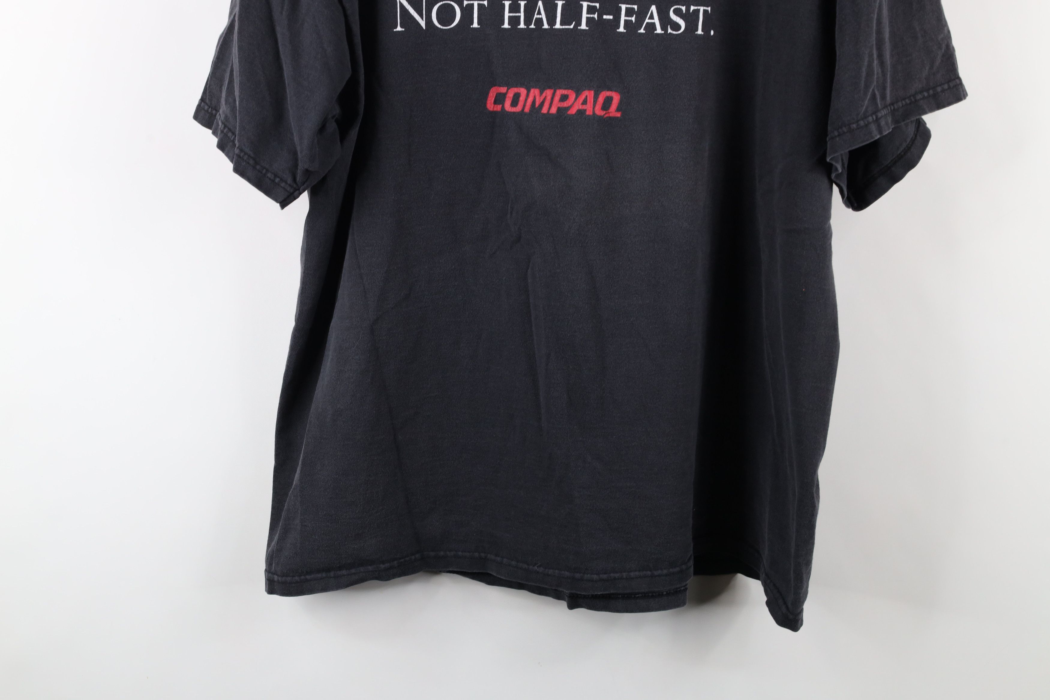 Vintage Vintage 90s Y2K Spell Compaq Computers Fast T-Shirt Black Size US XL / EU 56 / 4 - 3 Thumbnail