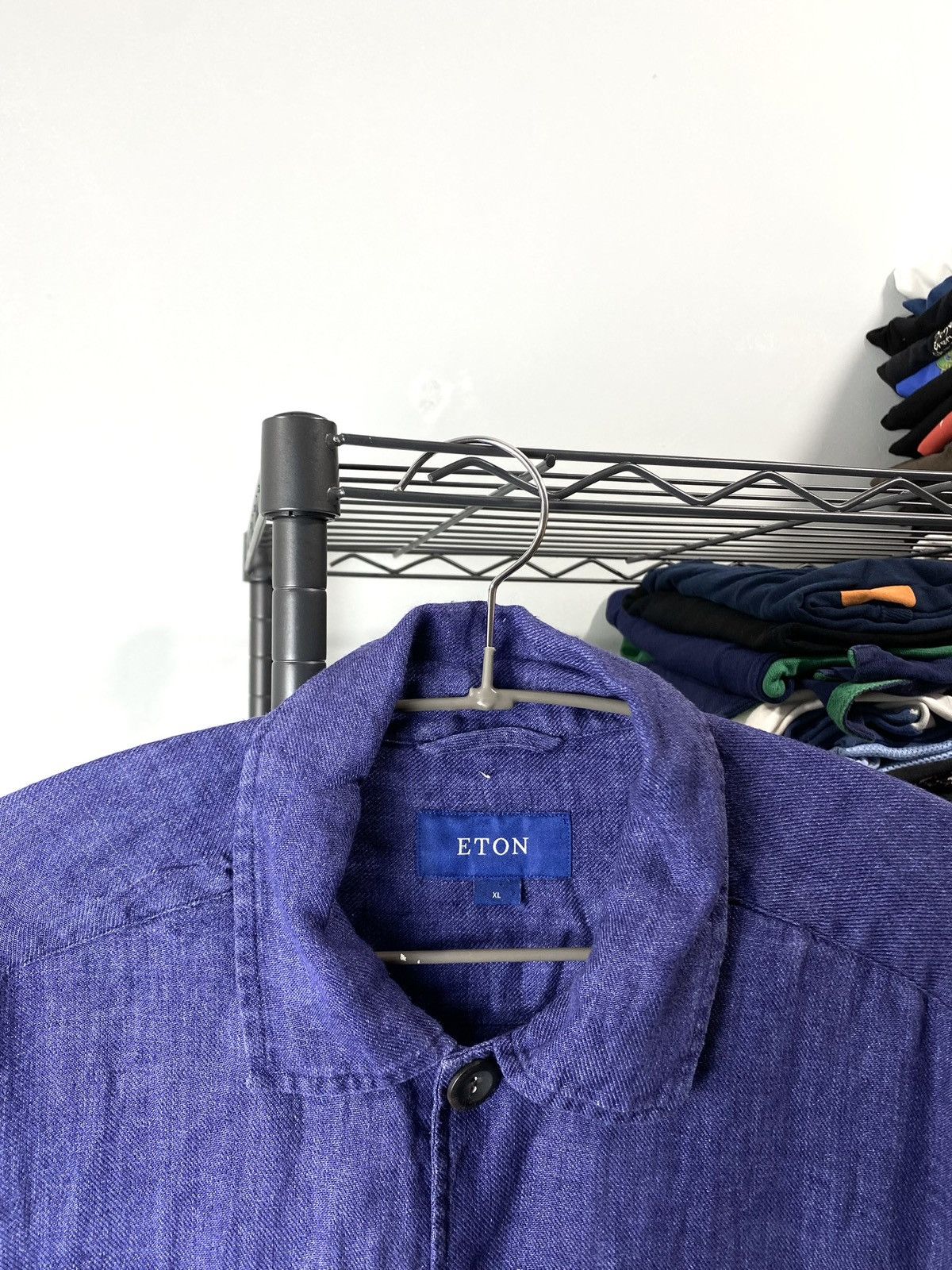 Eton Vintage French Style Eton Linen Twill Overshot Shirt Size US XL / EU 56 / 4 - 9 Thumbnail