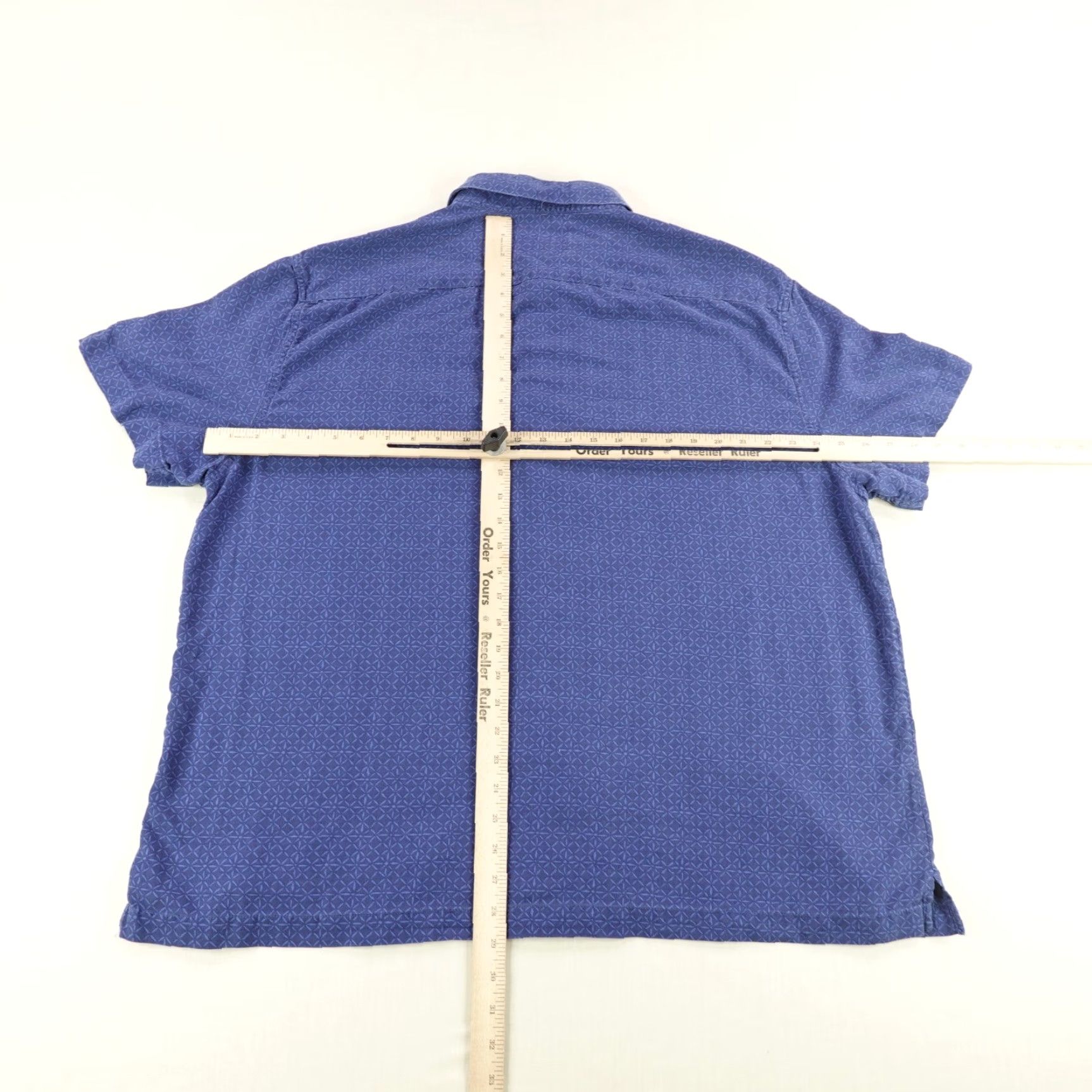 Nat Nast Nat Nast Shirt Mens 2XL Blue Silk Blend Button-Up Camp Luxury Relax Beach Geometric Short Sleeve Collared Button Casual Travel Pockets Size US XXL / EU 58 / 5 - 6 Thumbnail