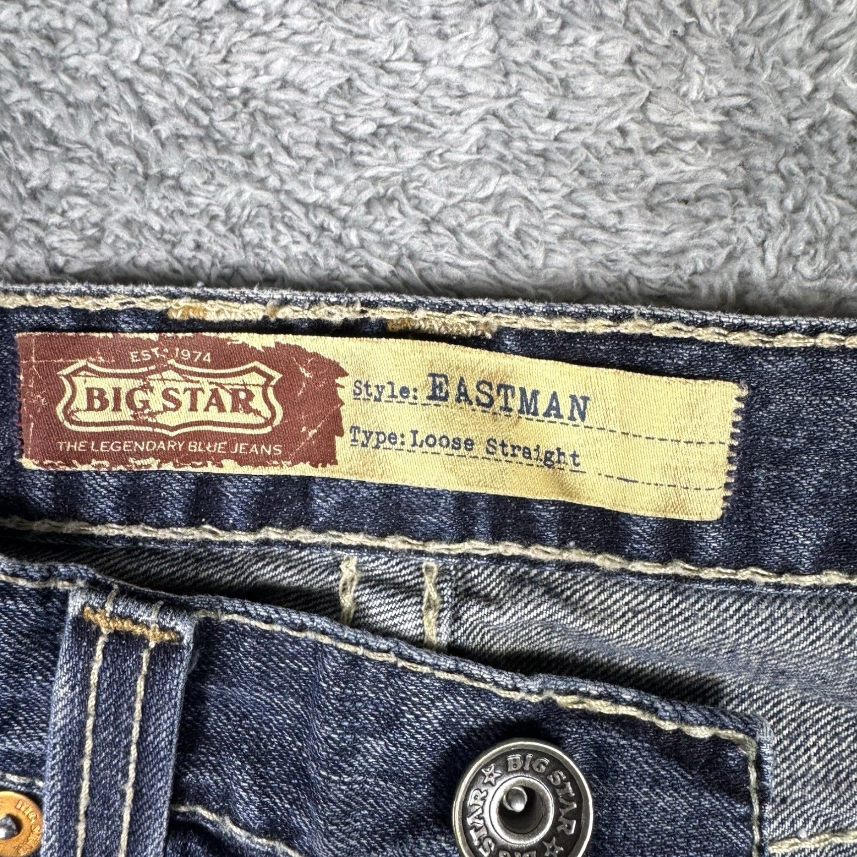 Vintage BIG STAR Jeans Mens 30x32 Eastman Blue Relaxed Straight Whisker Cowboy Western Jeans Size US 30 / EU 46 - 7 Thumbnail