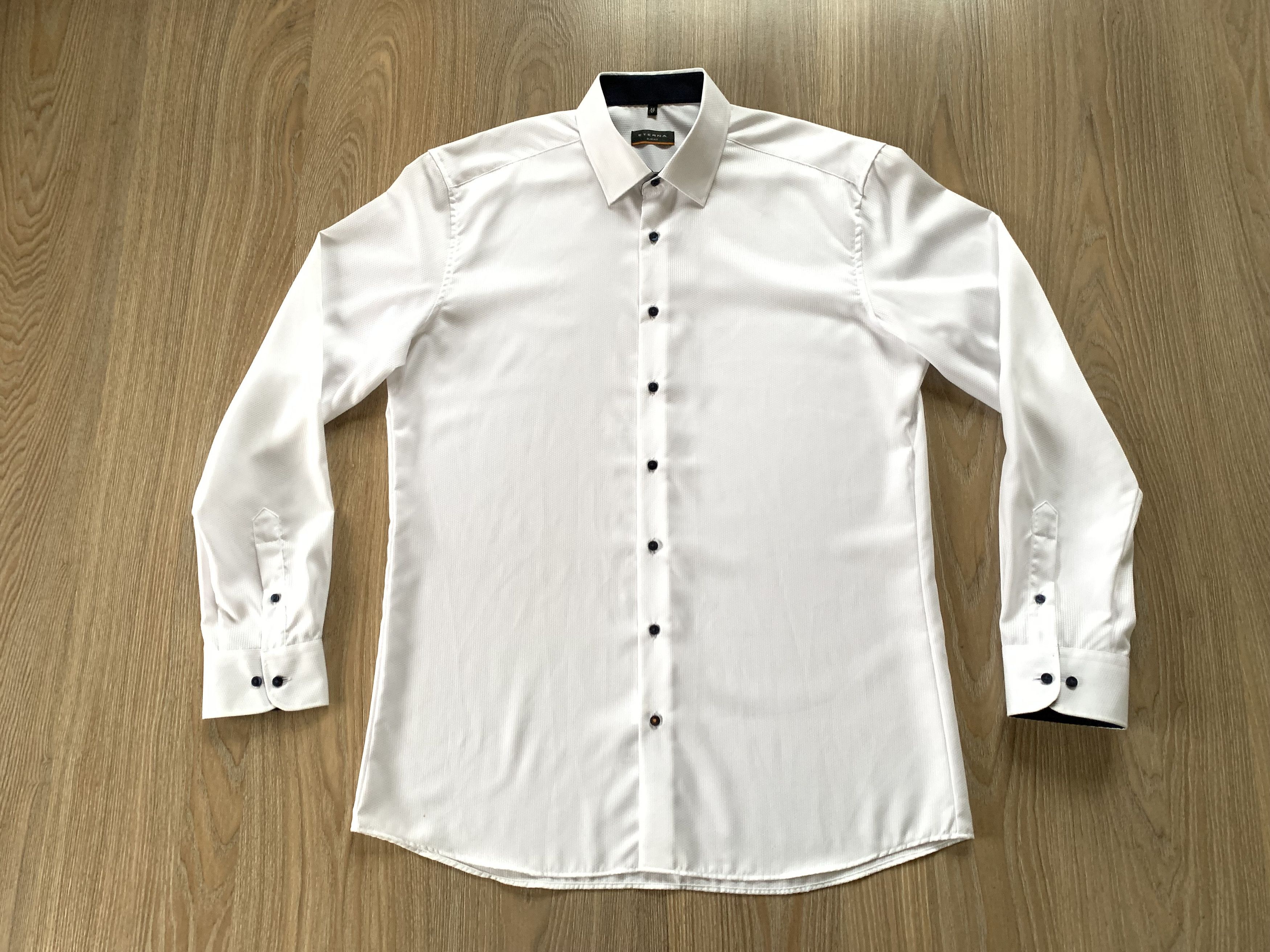 Designer Eterna Slim Fit White Long Sleeve Shirt Size US XL / EU 56 / 4 - 2 Thumbnail