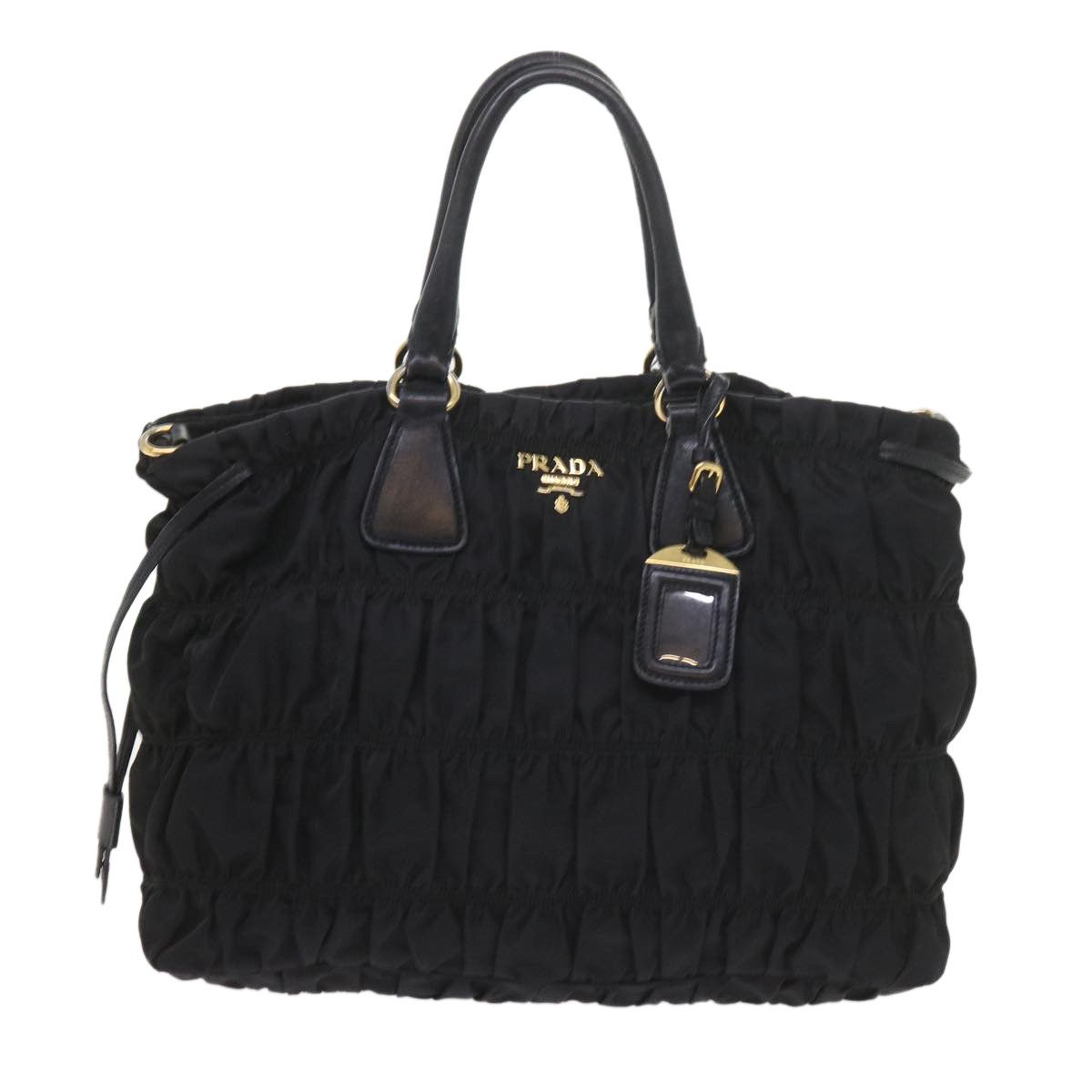 image of Prada Gathered Handbag in Black, Women's