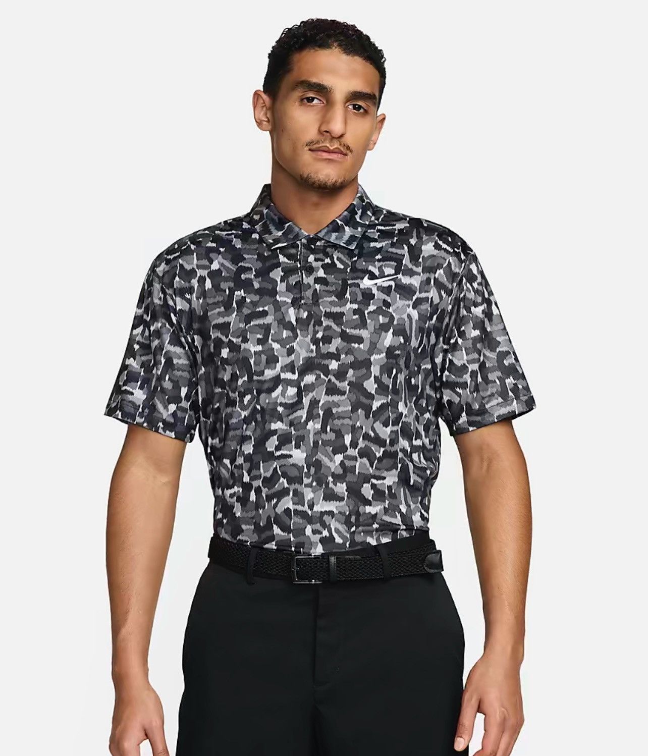 Nike Nike Tour Dri-Fit Golf Polo Black Gray Printed Size US S / EU 44-46 / 1 - 1 Thumbnail