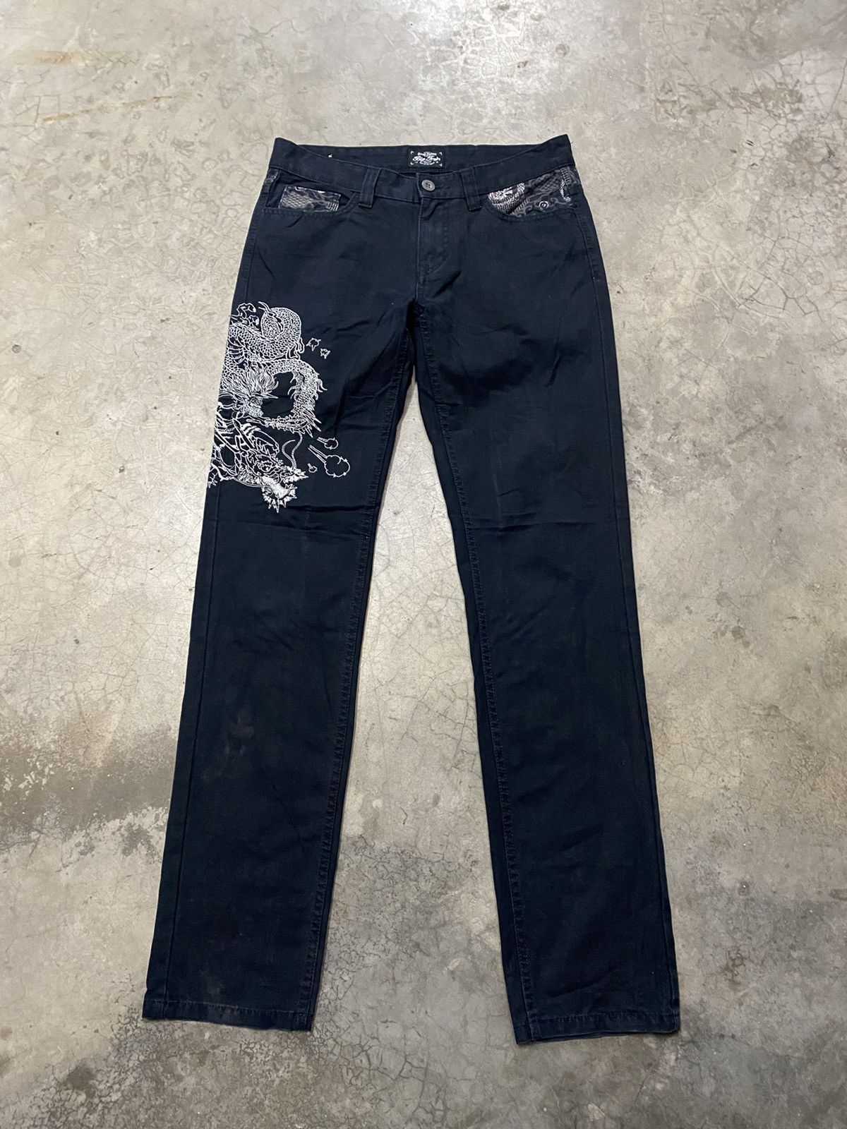 If Six Was Nine × Le Grande Bleu (L.G.B.) × Tornado Mart Jeans Japan Big Train Dragonfly Embroidery Sukajan Size US 32 / EU 48 - 1 Thumbnail