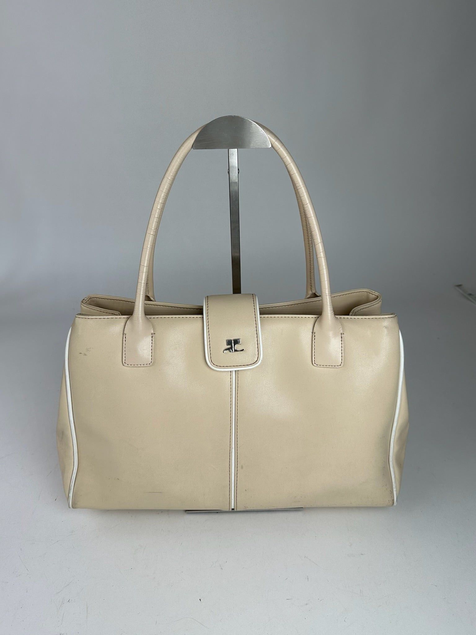 Courreges Vintage Leather Bag Beige Size ONE SIZE - 1 Thumbnail