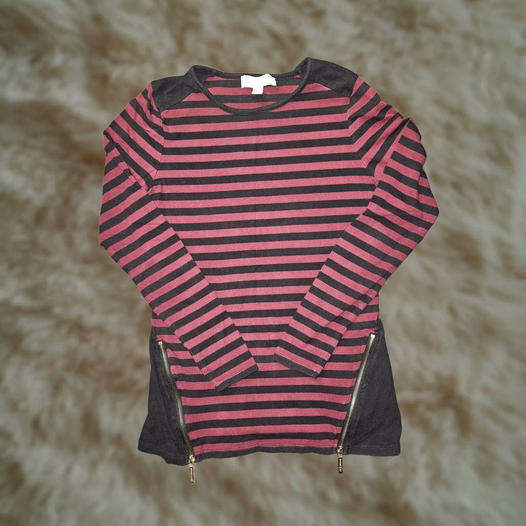 Michael Kors Michael Kors Shirt Womens Small Striped Long Sleeve Zipper Tunic Top Size S / US 4 / IT 40 - 1 Thumbnail