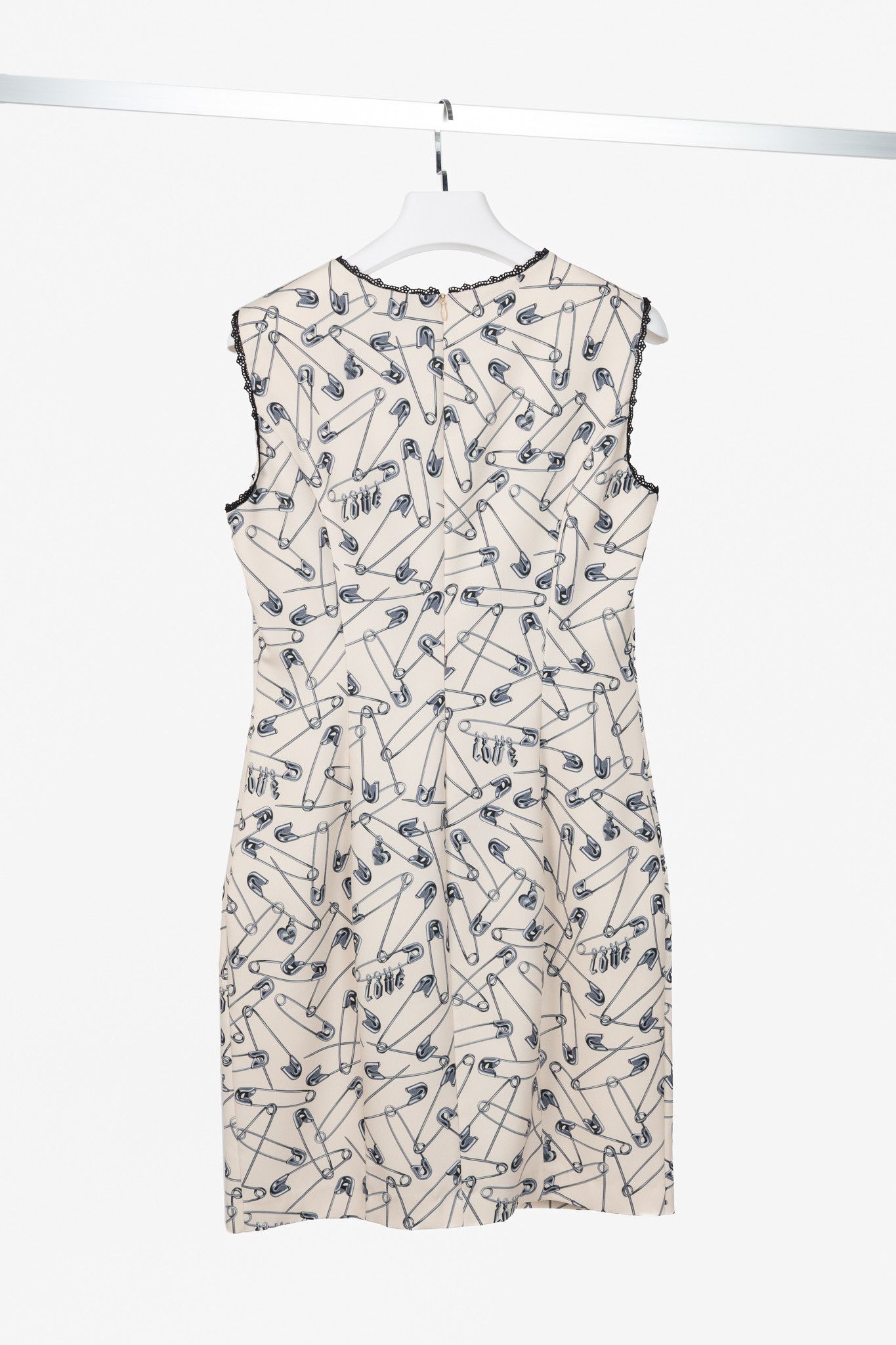 Love Moschino Love Moschino Cream Safety-Pin-Print Sheath Dress Size XL / US 12-14 / IT 48-50 - 2 Thumbnail