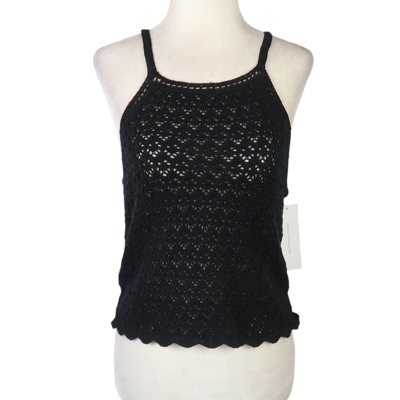 French Connection French Connection Tank Top Black Crochet Knit S NWT Women Sleeveless 100% Cotton Casual Summer Spring Fall Shirt/Top Size S / US 4 / IT 40 - 2 Thumbnail