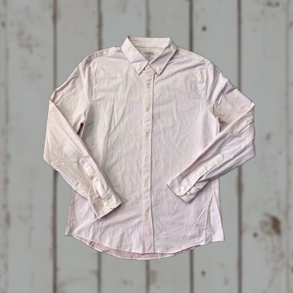 Rhone Rhone Shirt Mens Large Pink Slim Fit Plaid Performance Stretch Button Up Size US L / EU 52-54 / 3 - 1 Thumbnail