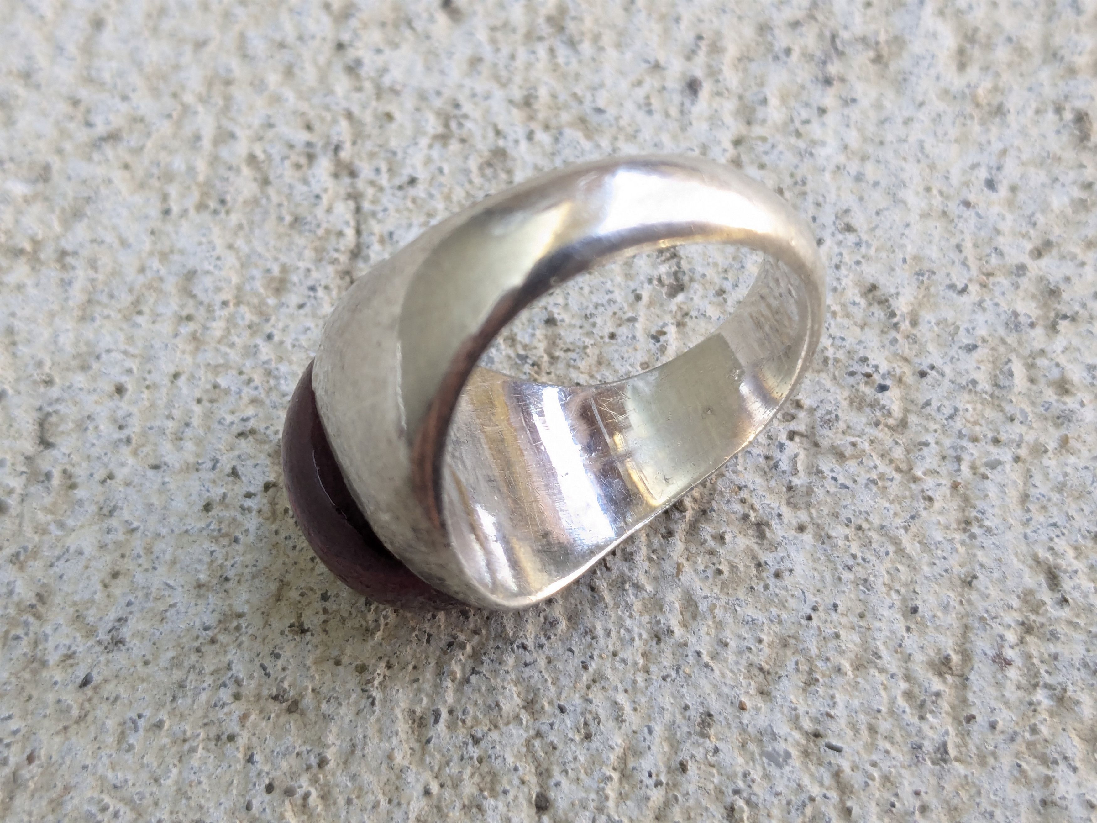 Jewelry Vintage Sterling Silver Ring Red Glass Oval Cabochon 7 Size ONE SIZE - 6 Thumbnail