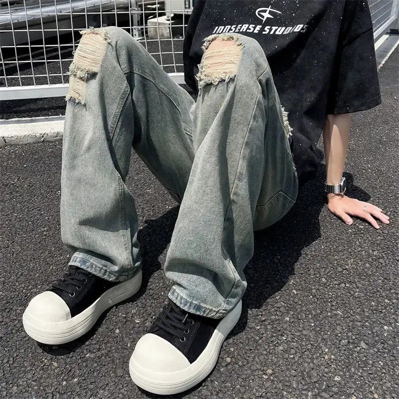 Japanese Brand Retro loose ripped micro flared jeans Size US 30 / EU 46 - 6 Thumbnail
