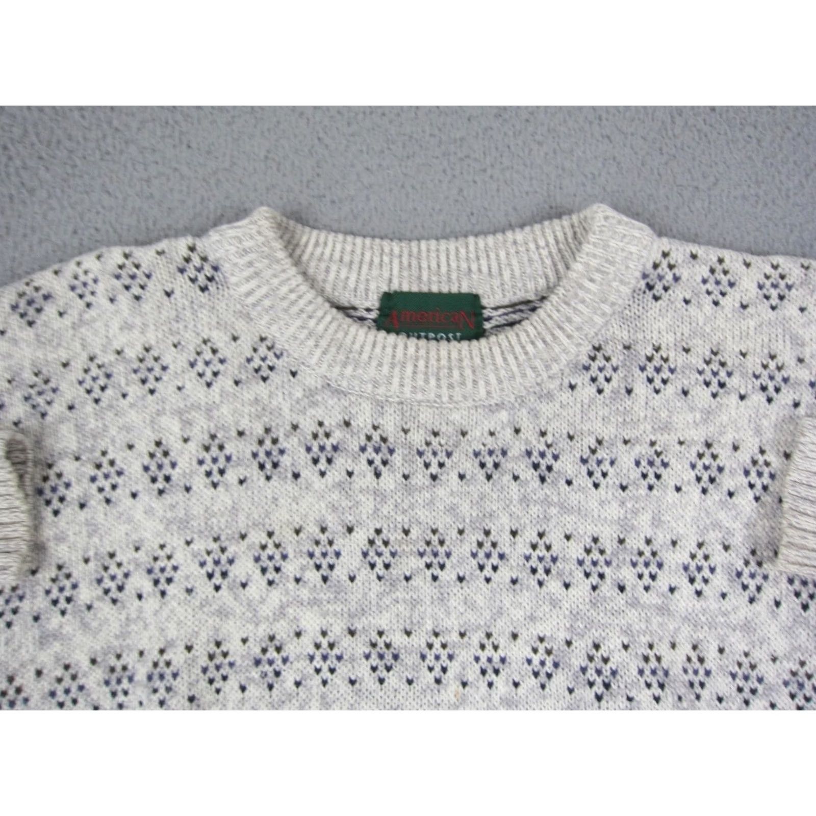 Vintage VINTAGE American Outpost Sweater Mens M Gray Diamond Crewneck Knit 90s Size US M / EU 48-50 / 2 - 2 Thumbnail