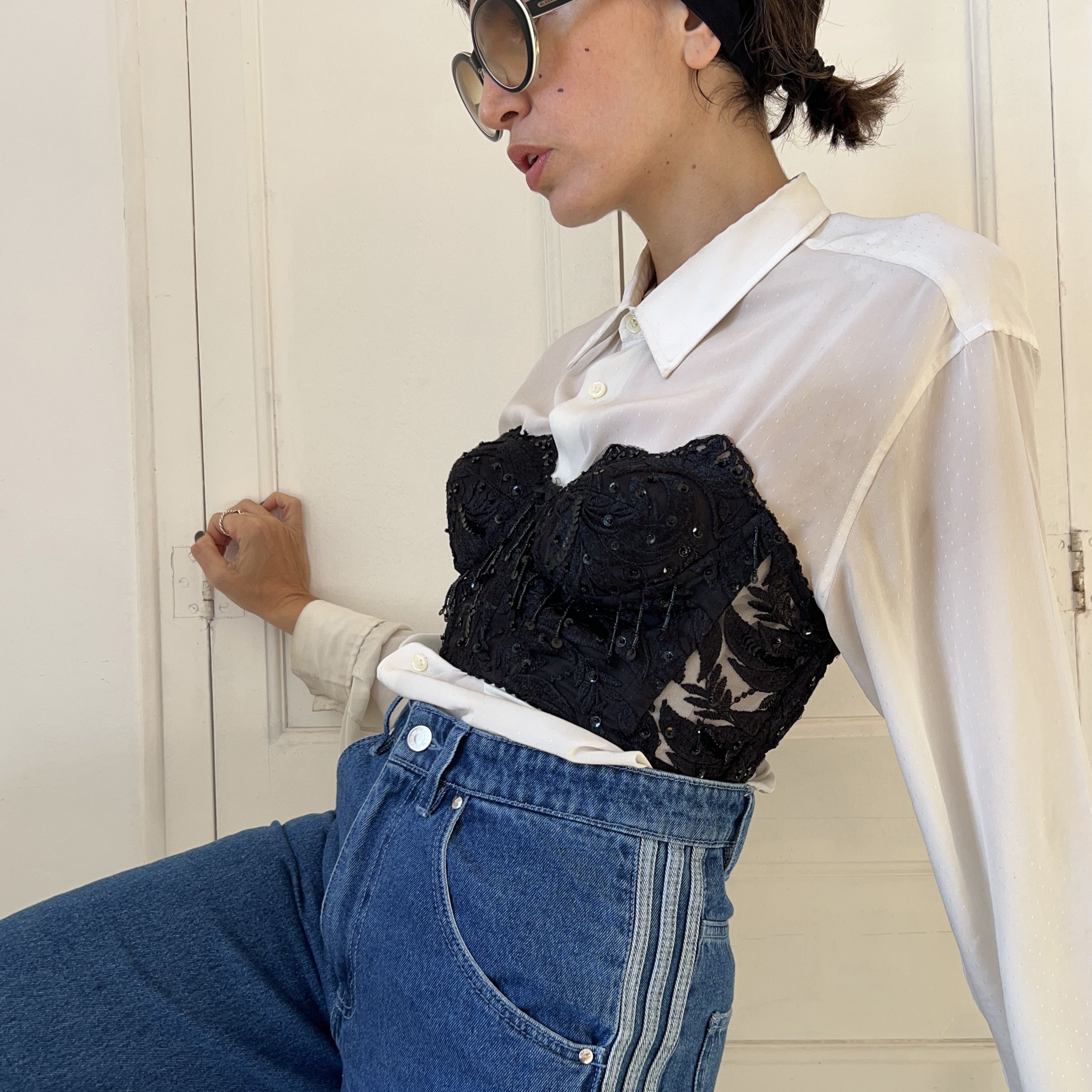 Vintage Vintage 90s Black Lace Bustier Top Size M / US 6-8 / IT 42-44 - 5 Thumbnail