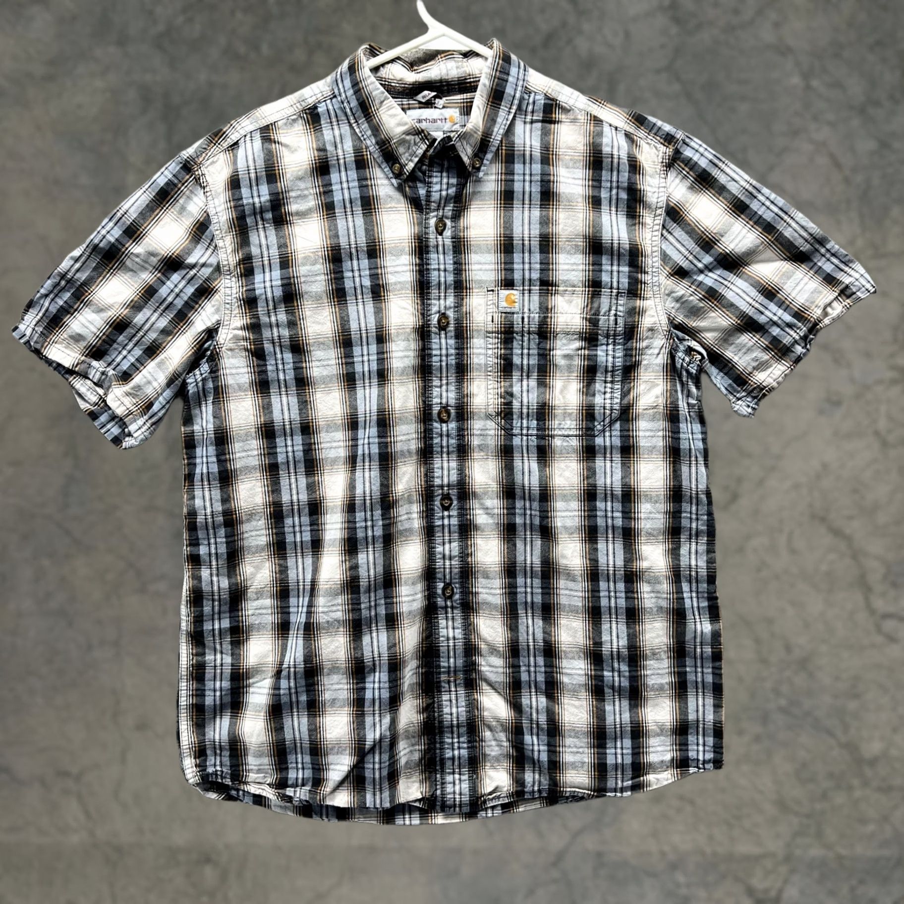Carhartt Carhartt Shirt Mens L Gray Plaid Short Sleeve Button Front Relaxed Fit Size US L / EU 52-54 / 3 - 1 Thumbnail
