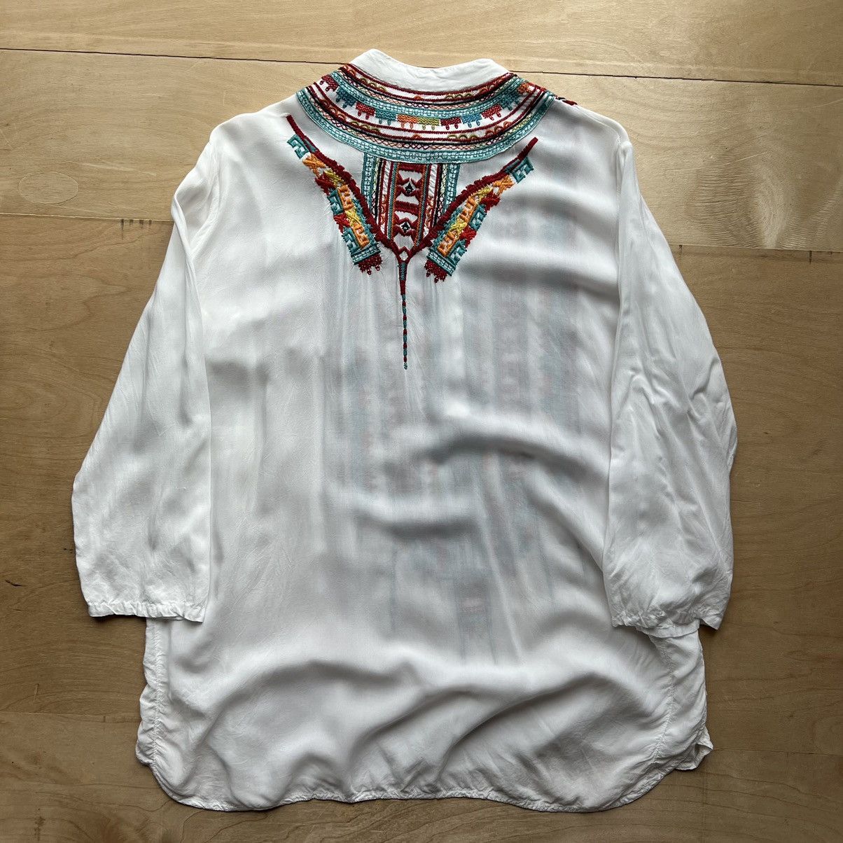 Johnny Was Astry Blouse Women's XS White Rayon Embroidered