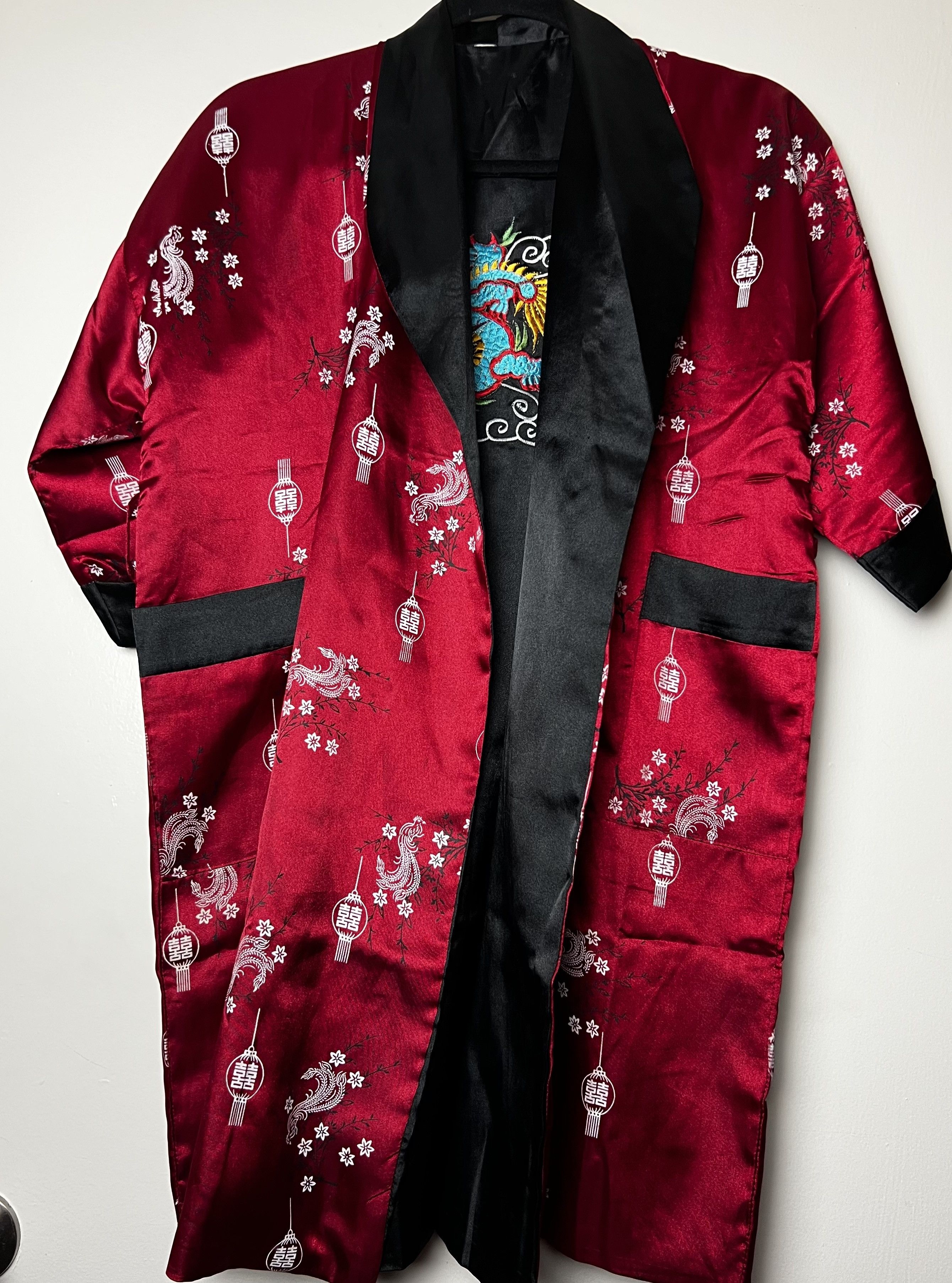 Vintage Vintage Oriental Double Sided Reversible Dragon Kimono Robe Size ONE SIZE - 4 Thumbnail