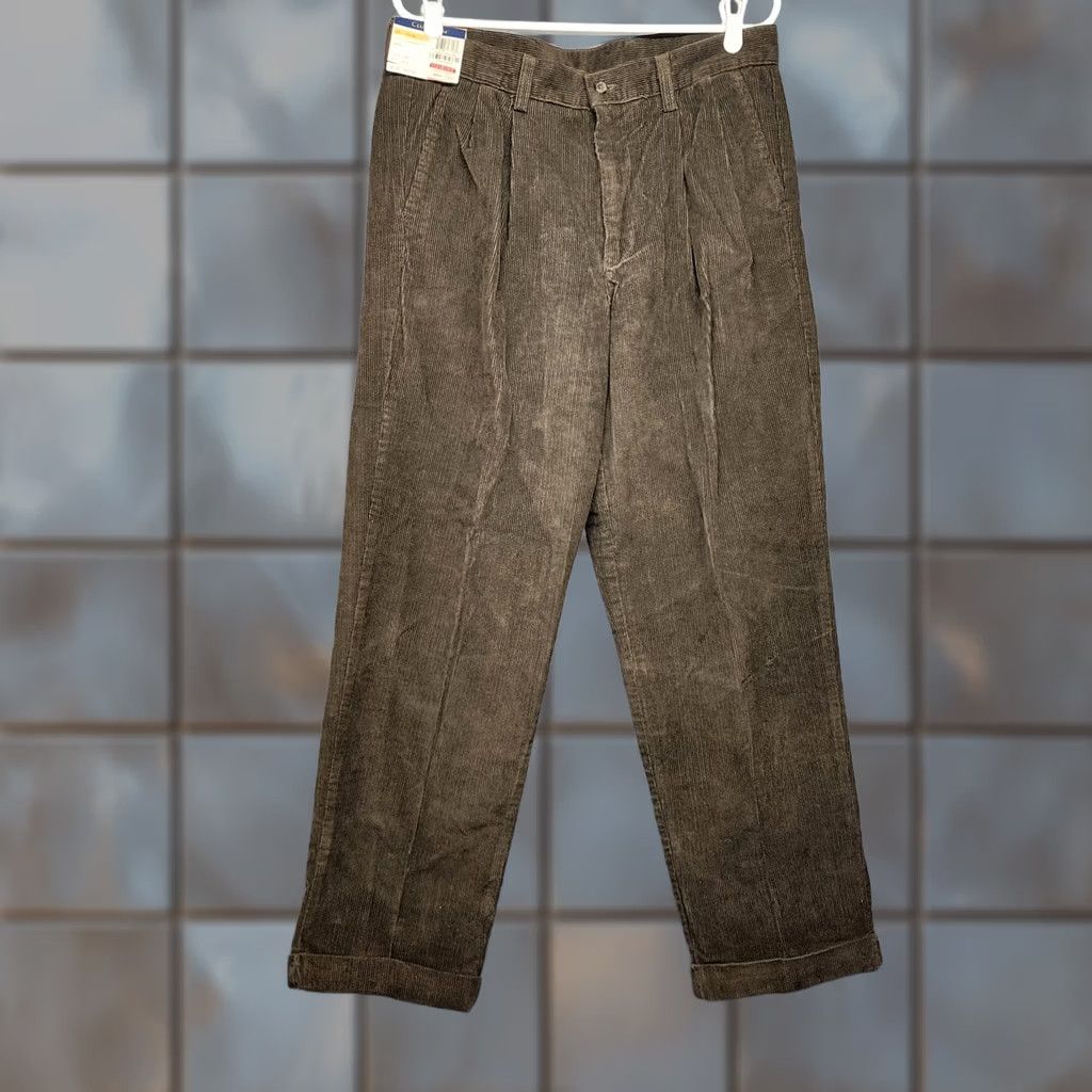 Club Room VINTAGE Club Room Corduroy Pants Men 33x30 Brown 11 Wale Double Pleated Pants Mens Corduroy Brown 11 Wale Vintage Y2K NEW Size US 33 - 1 Thumbnail