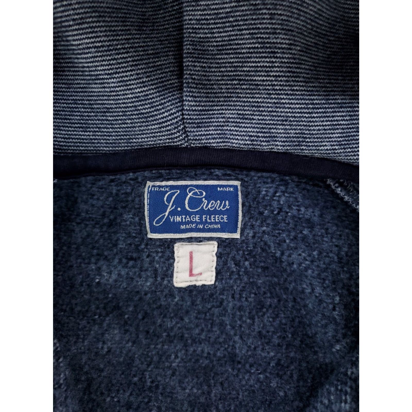 J.Crew VINTAGE J.CREW Hoodie Striped Fleece Blue White Kangaroo Drawstring Mens L Size US L / EU 52-54 / 3 - 2 Thumbnail