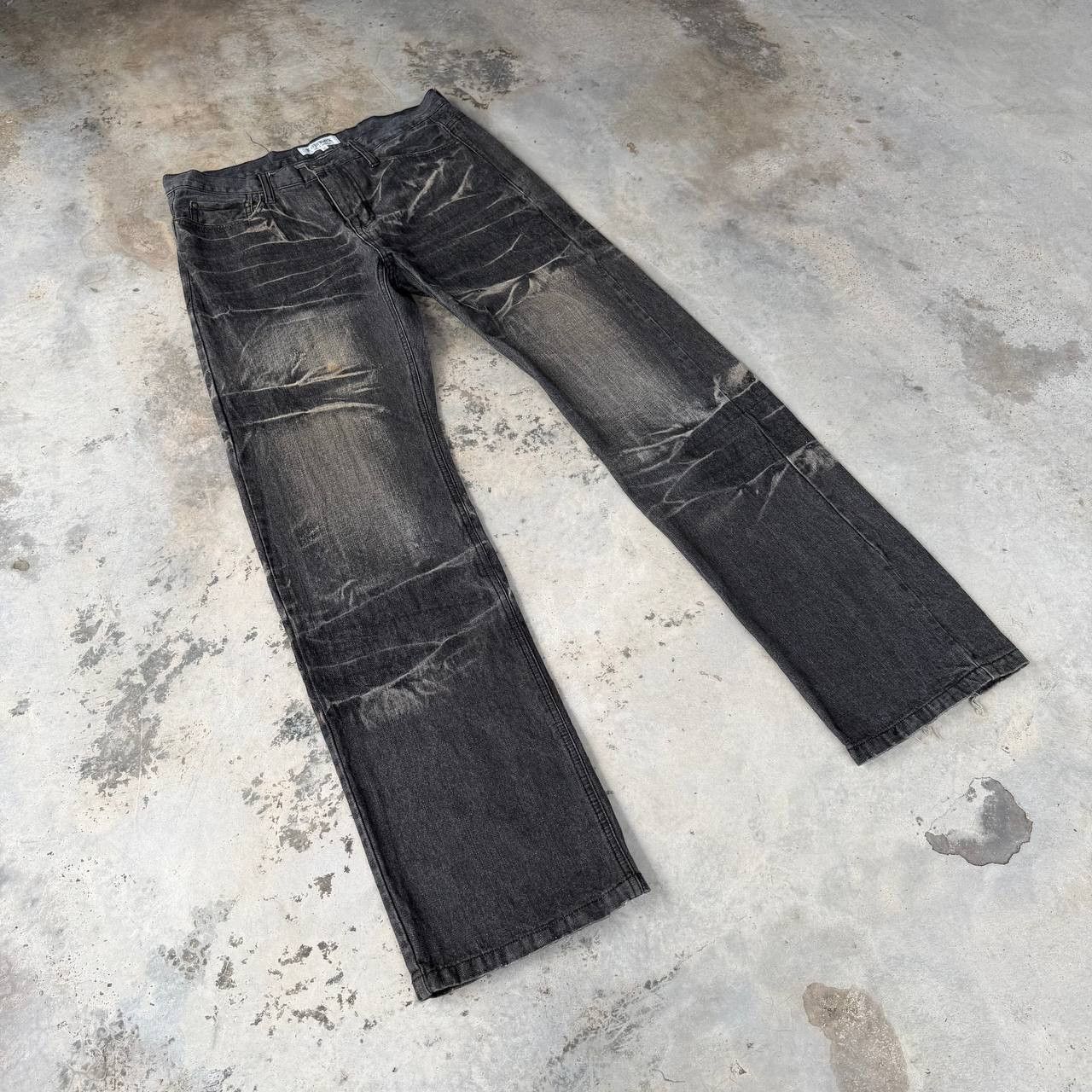 LOWBOX Archival LOWBOX Distressed Mud-Wash Denim Faded Black Grunge Size US 32 / EU 48 - 2 Thumbnail