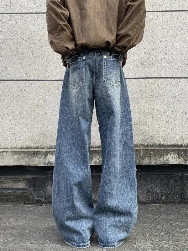 Japanese Brand Retro loose washed straight leg jeans Size US 32 / EU 48 - 5 Thumbnail