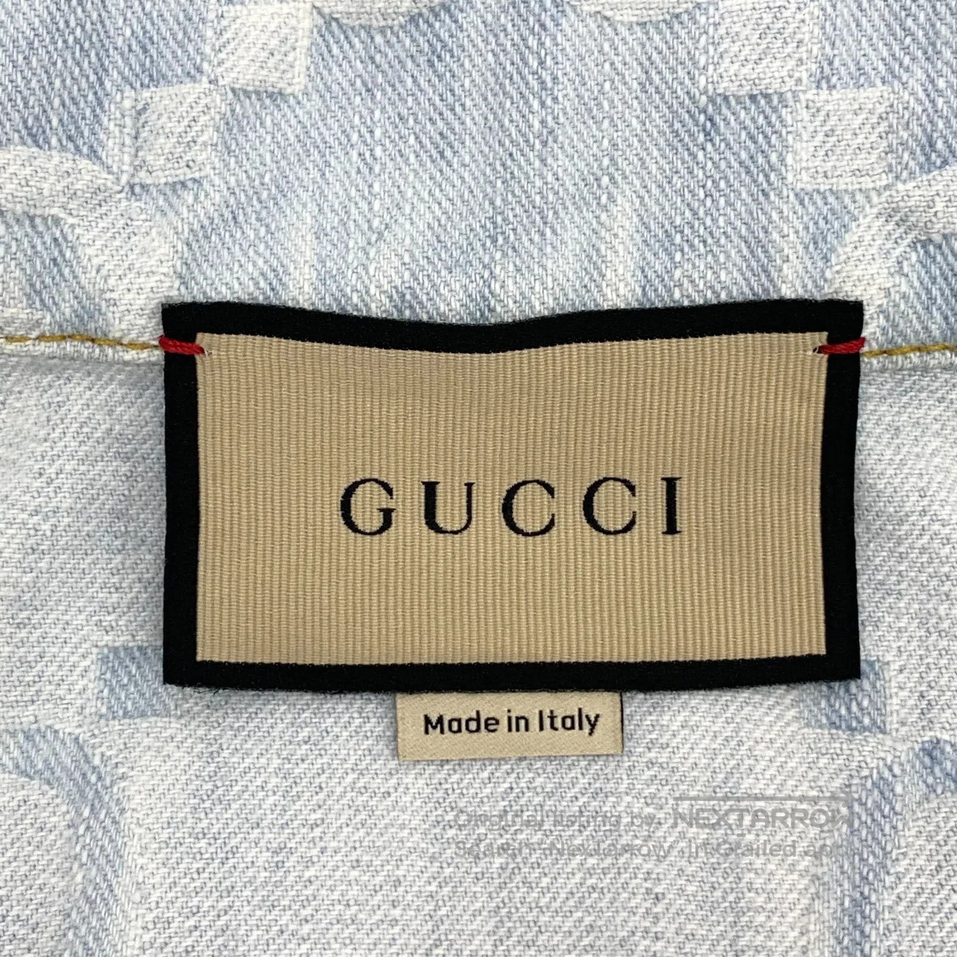Gucci Guicci Light Blue Palm Tree Logo Jacquard Full Print Cotto Size XS / US 0-2 / IT 36-38 - 5 Thumbnail