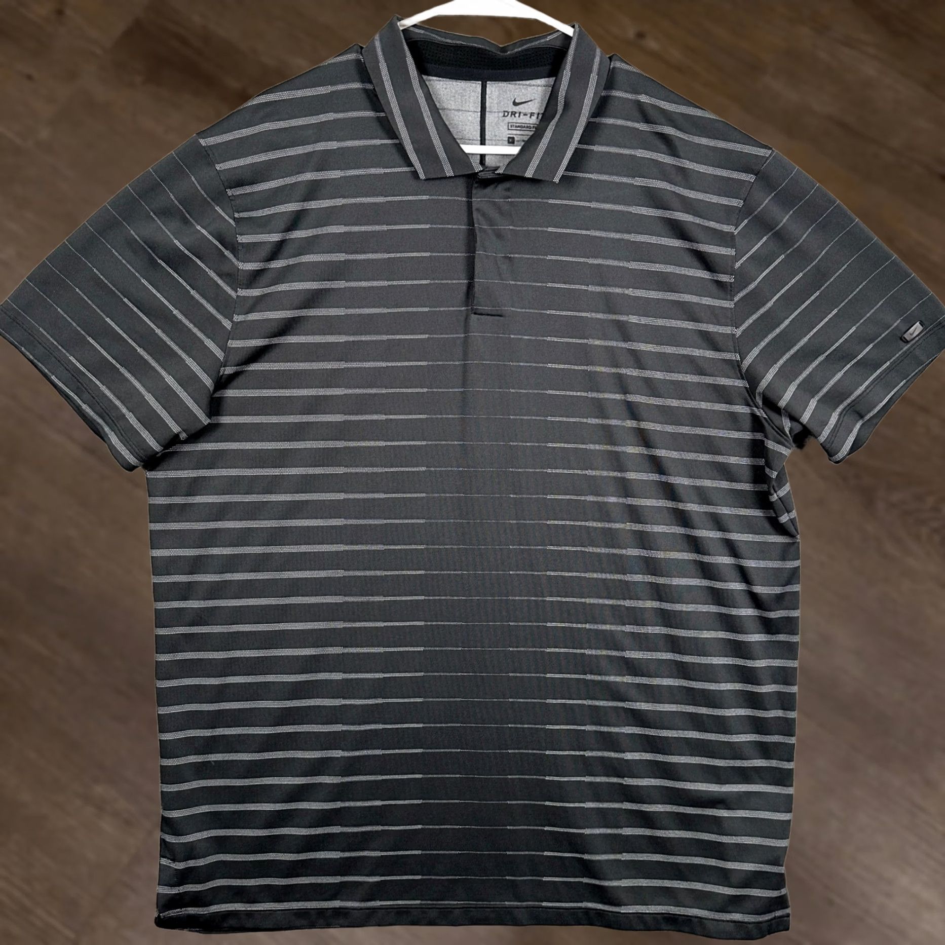 Nike Nike Tiger Wood Dri-Fit Polo Shirt Mens XL Black Rugby Golf Logo Short Sleeve Striped 100% Polyester Athletic Outdoor Size US XL / EU 56 / 4 - 1 Thumbnail