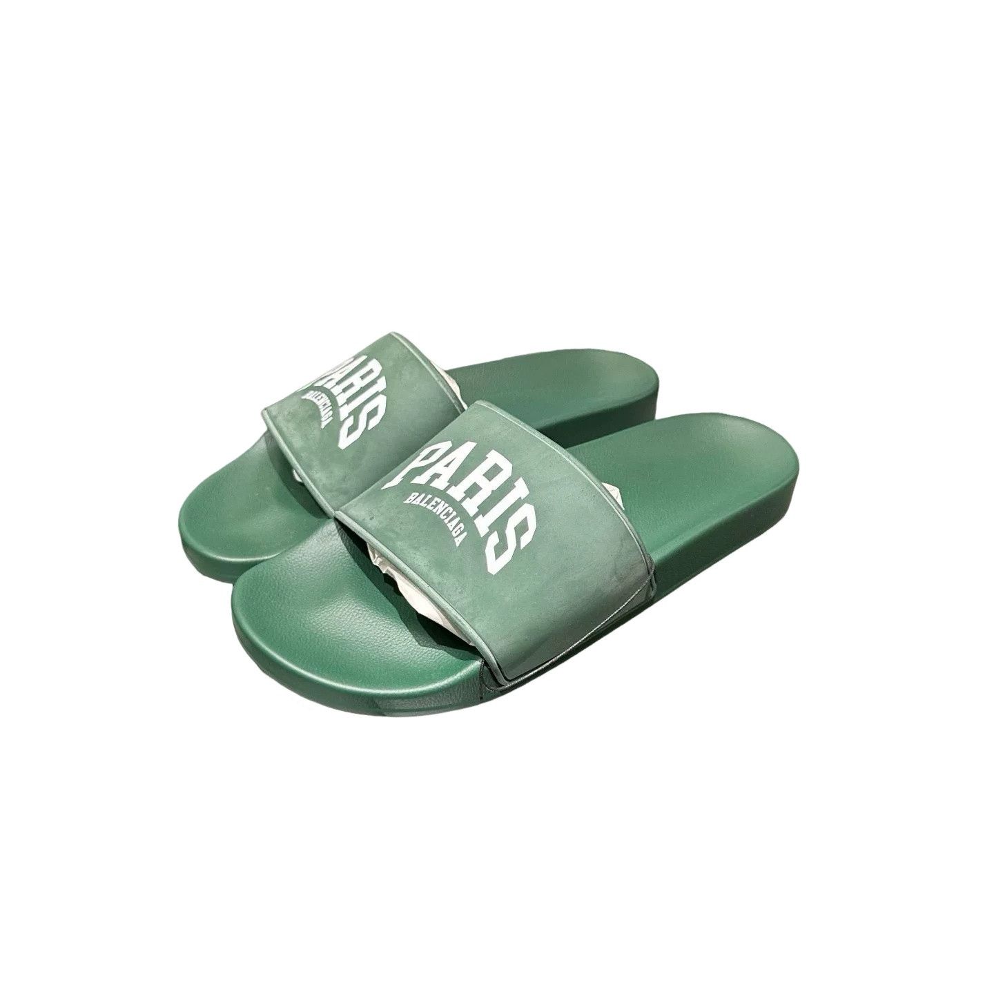 Balenciaga Balenciaga Paris Green Slides US 11 Size US 11 / EU 44 - 1 Thumbnail