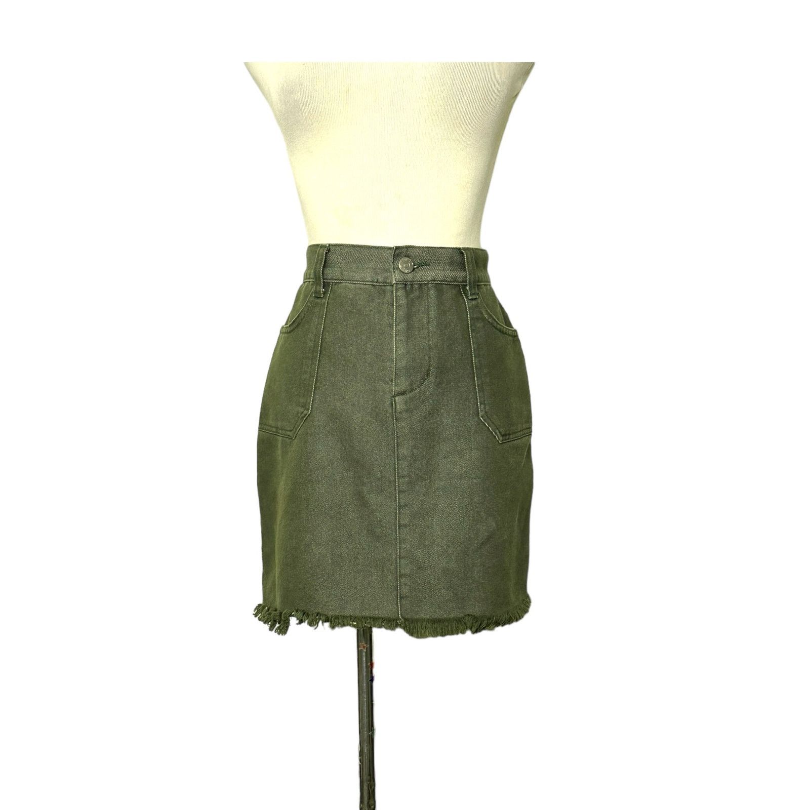 Esprit Esprit Y2K green denim Y2K raw hem mini skirt size 2 Size 26" / US 2 / IT 38 - 5 Thumbnail