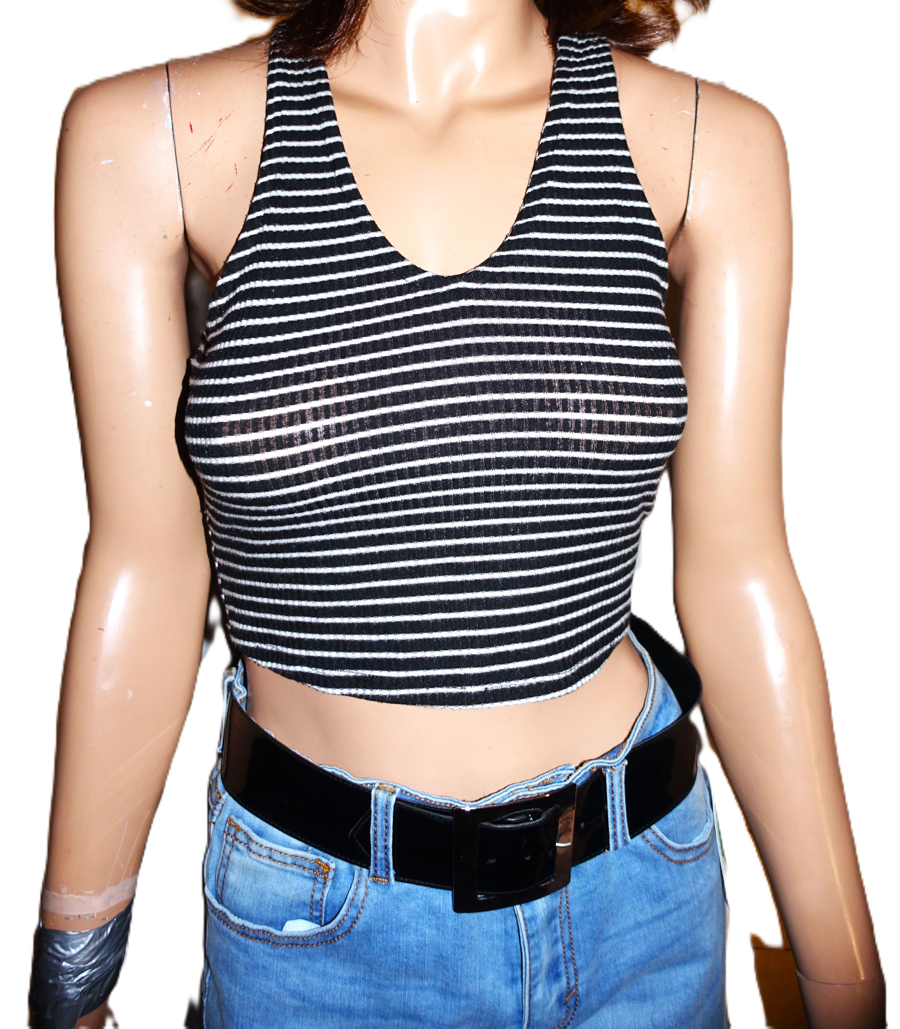 Other Iris Black White Striped Crop Tank Top S Size S / US 4 / IT 40 - 3 Thumbnail