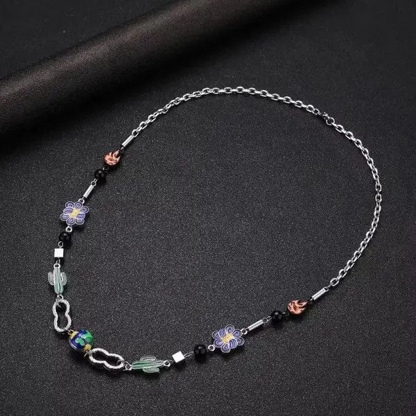 Vintage Charm Necklace Cactus Chain Jewelry World Art Classic Flame Size ONE SIZE - 1 Thumbnail