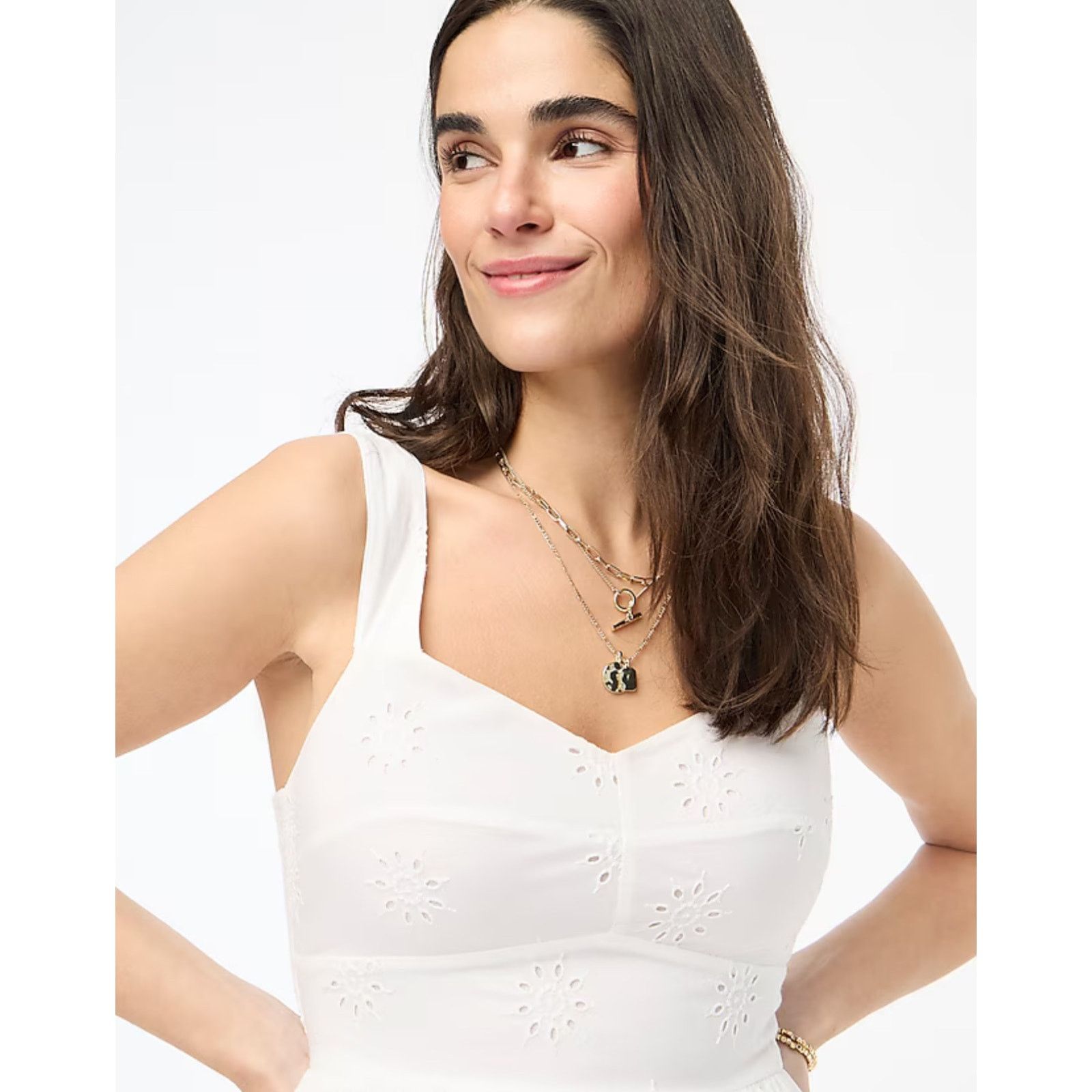 J.Crew NWT J.Crew Eyelet Midi Dress In White Size 4 Size S / US 4 / IT 40 - 2 Thumbnail