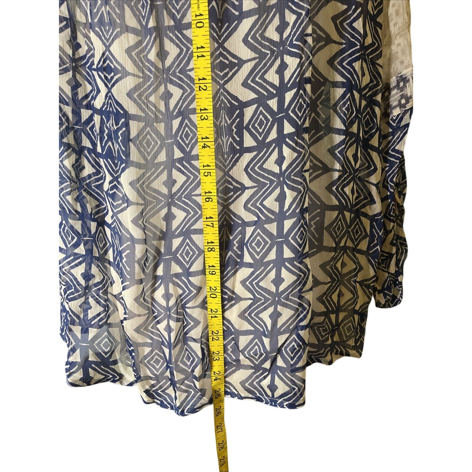 Lucky Brand Lucky Brand Top Womens 1-X Beige Sheer Blouse Boho V Neck Size XL / US 12-14 / IT 48-50 - 7 Thumbnail