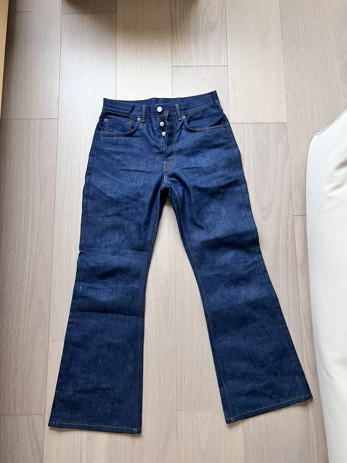 image of Acne Studios 1992 Indigo Blue Flared Bootcut Denim Jeans, Men's (Size 30)