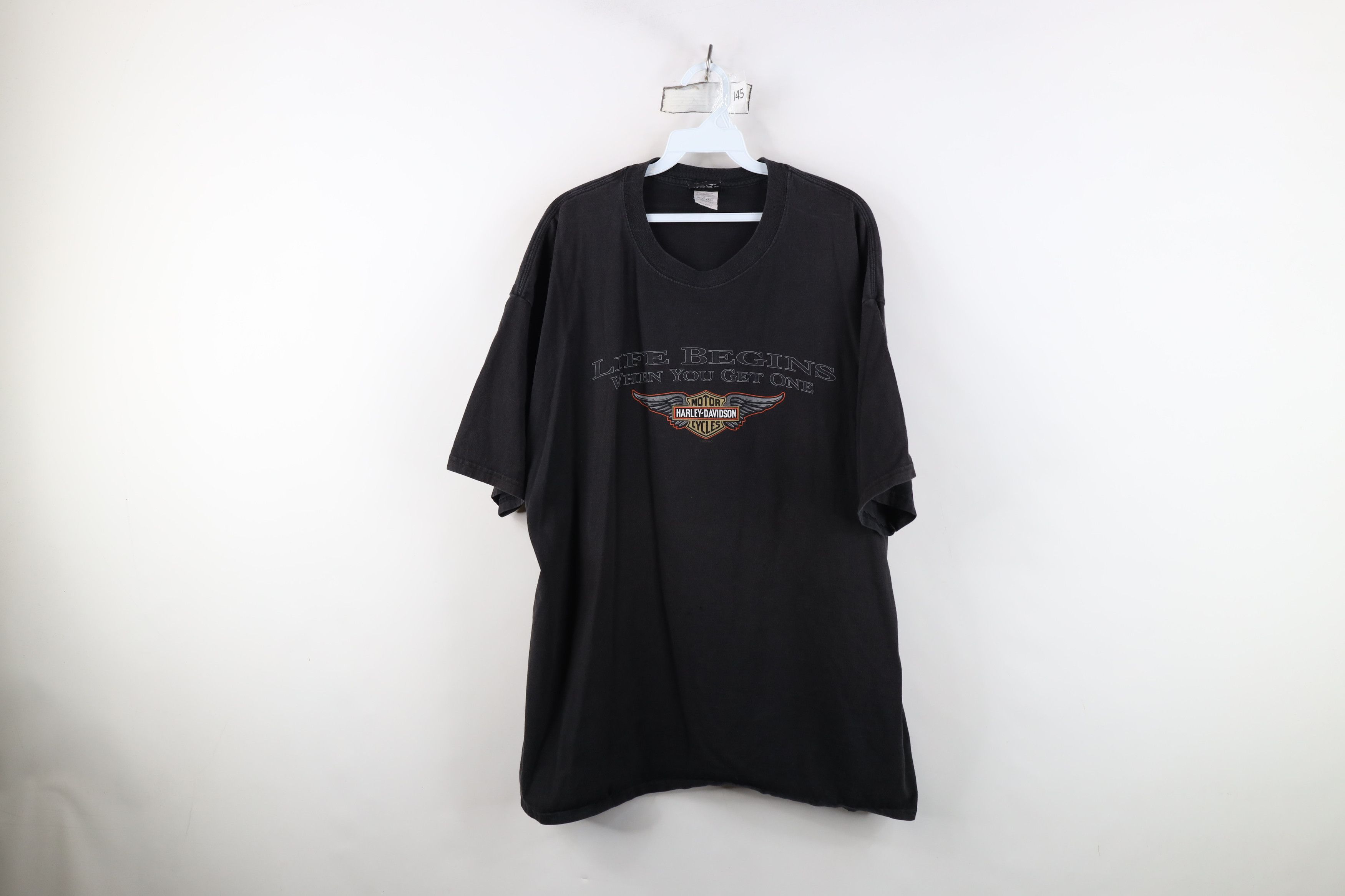 Harley Davidson Vintage Y2K Harley Davidson Faded Spell Out T-Shirt Black Size US XXL / EU 58 / 5 - 1 Thumbnail