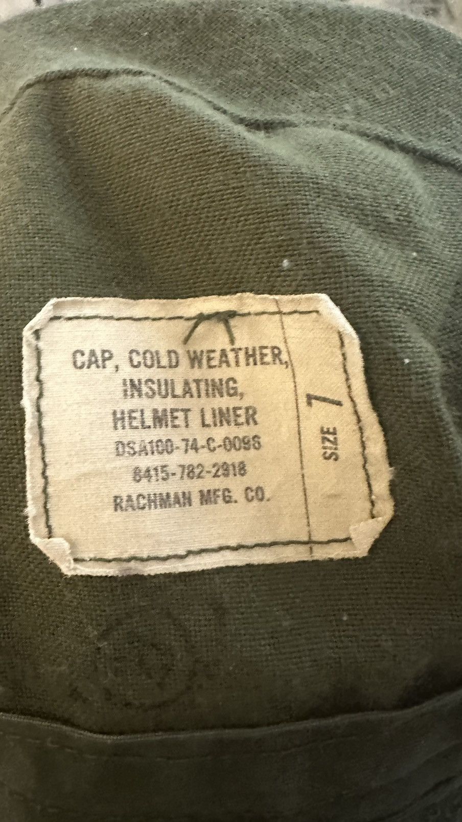 Vintage Vintage US Army Cold Weather Cap, Insulating, Helmet Liner Size ONE SIZE - 6 Thumbnail