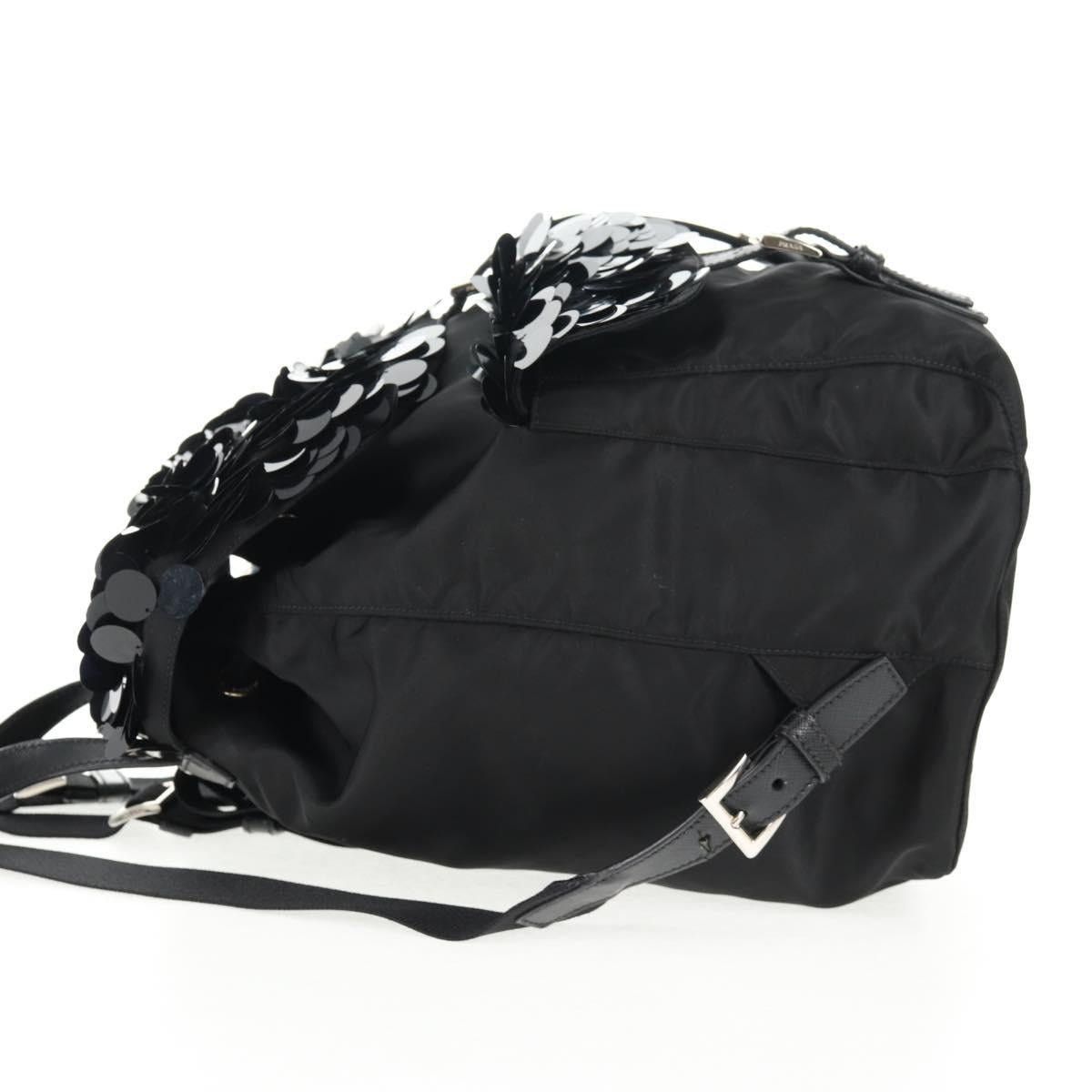 Prada PRADA Sequin Backpack Nylon Black Silver Size ONE SIZE - 4 Thumbnail