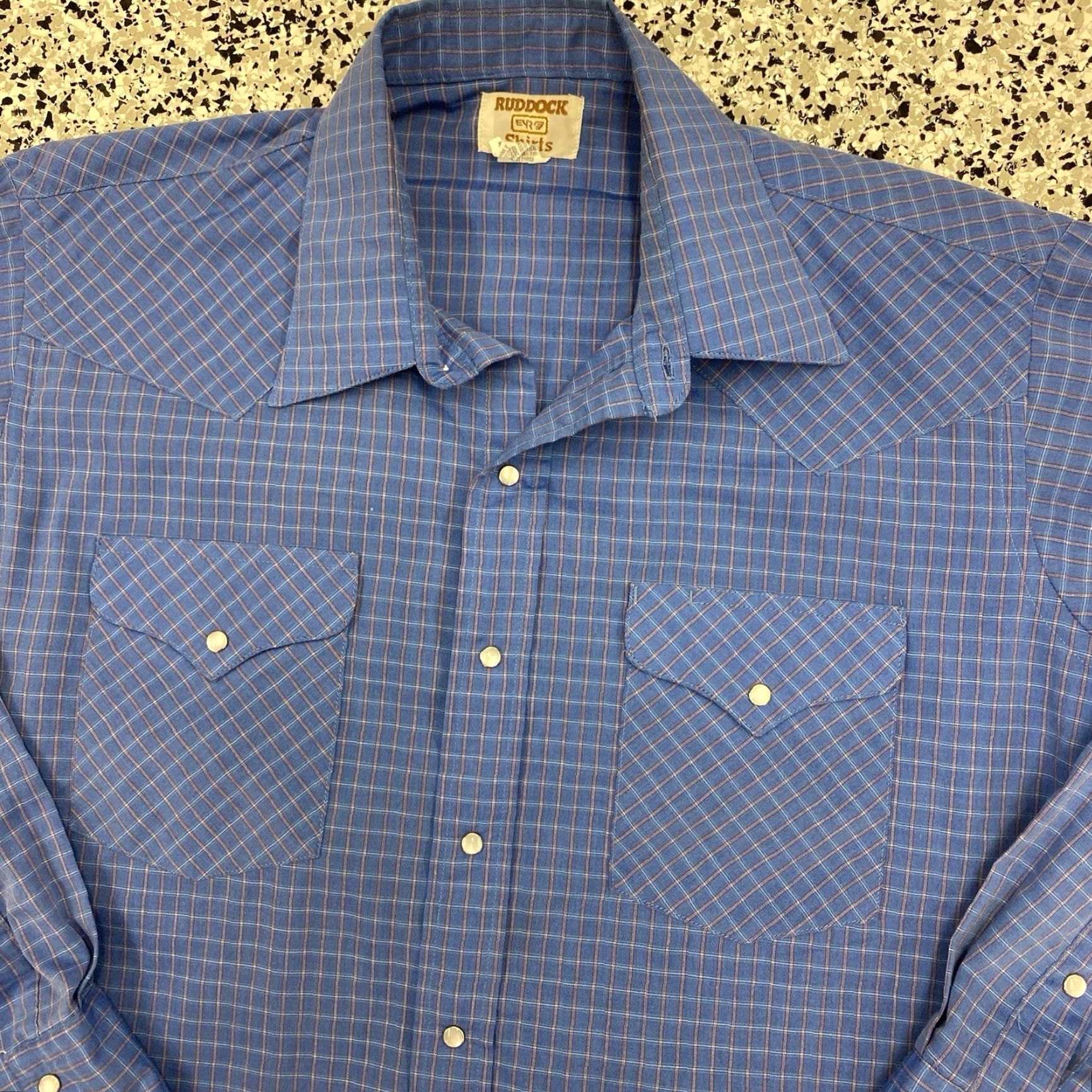 Vintage VINTAGE Ruddock Western Shirt Mens 16.5x33 Classic Fit Pearl Snap USA Shirt Mens Blue Cotton Blend Button-Up Long Sleeve Collared Western Theme Size US XL / EU 56 / 4 - 2 Thumbnail