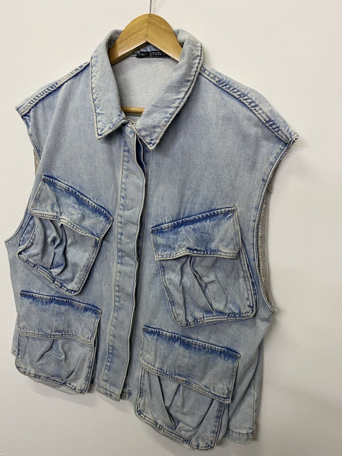 Zara Faded Blue Zara Denim Vest Jacket Fashion Street Size US M / EU 48-50 / 2 - 3 Thumbnail
